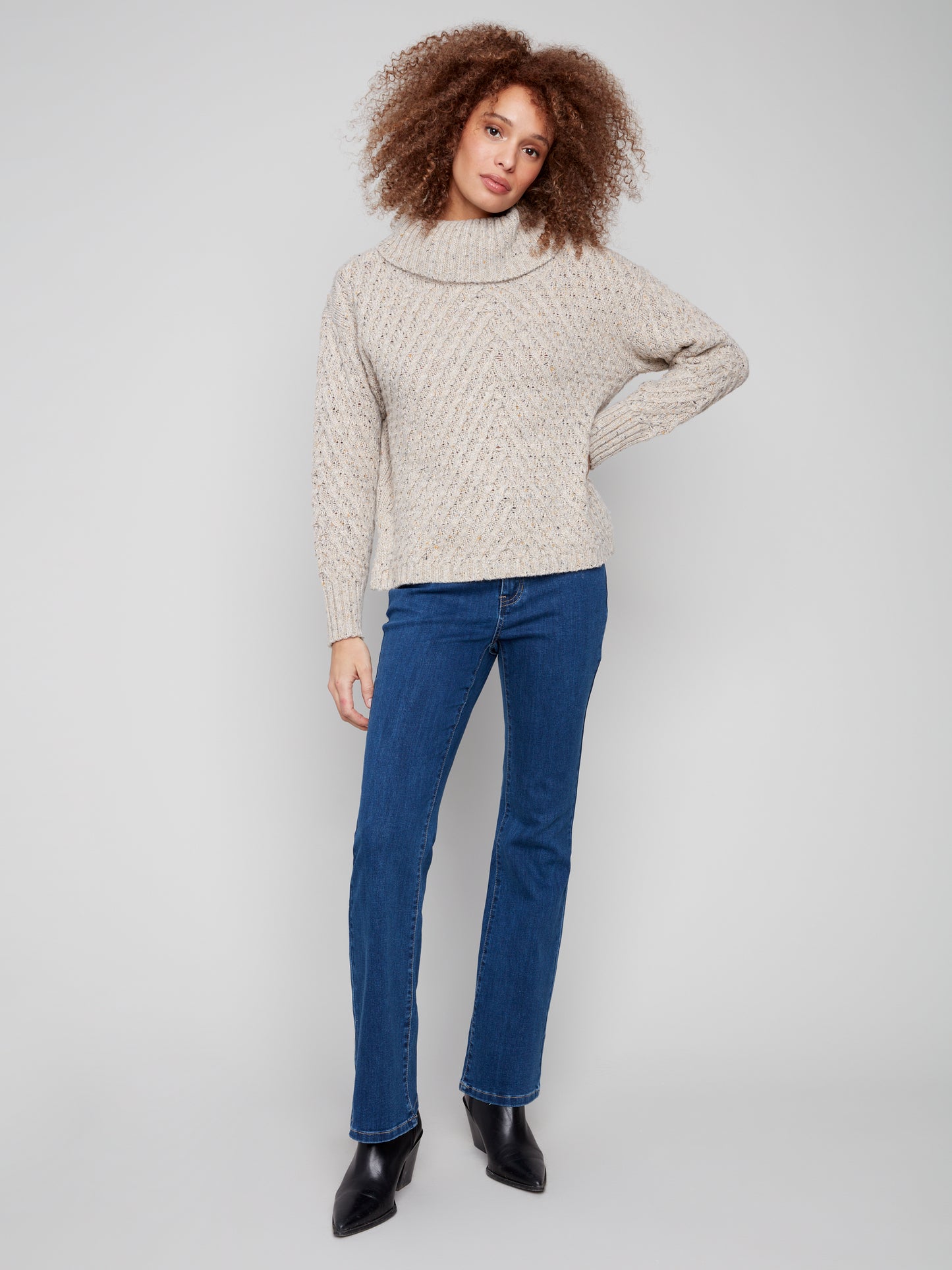 Charlie B Diagonal Cable Sweater H. Oat C2914-969B-905