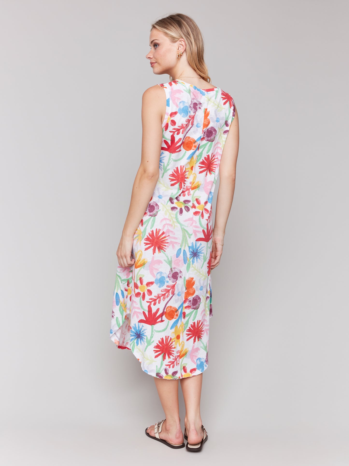 Charlie B Printed Sleeveless Cotton Dress Wildflowers C3125U-463B-P868