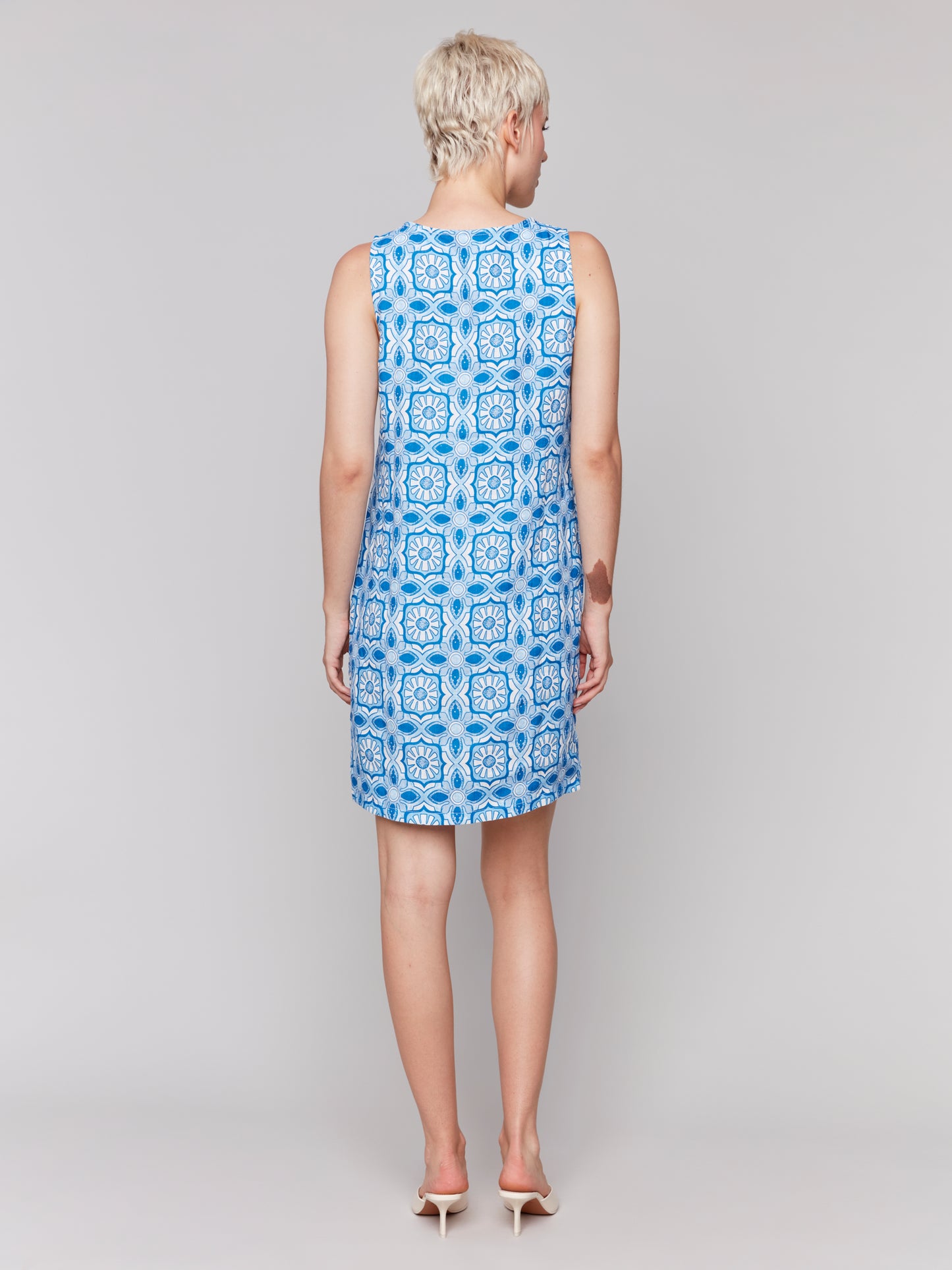Charlie B Printed Sleeveless Linen Blend Dress Illusion C3204-229B-P832