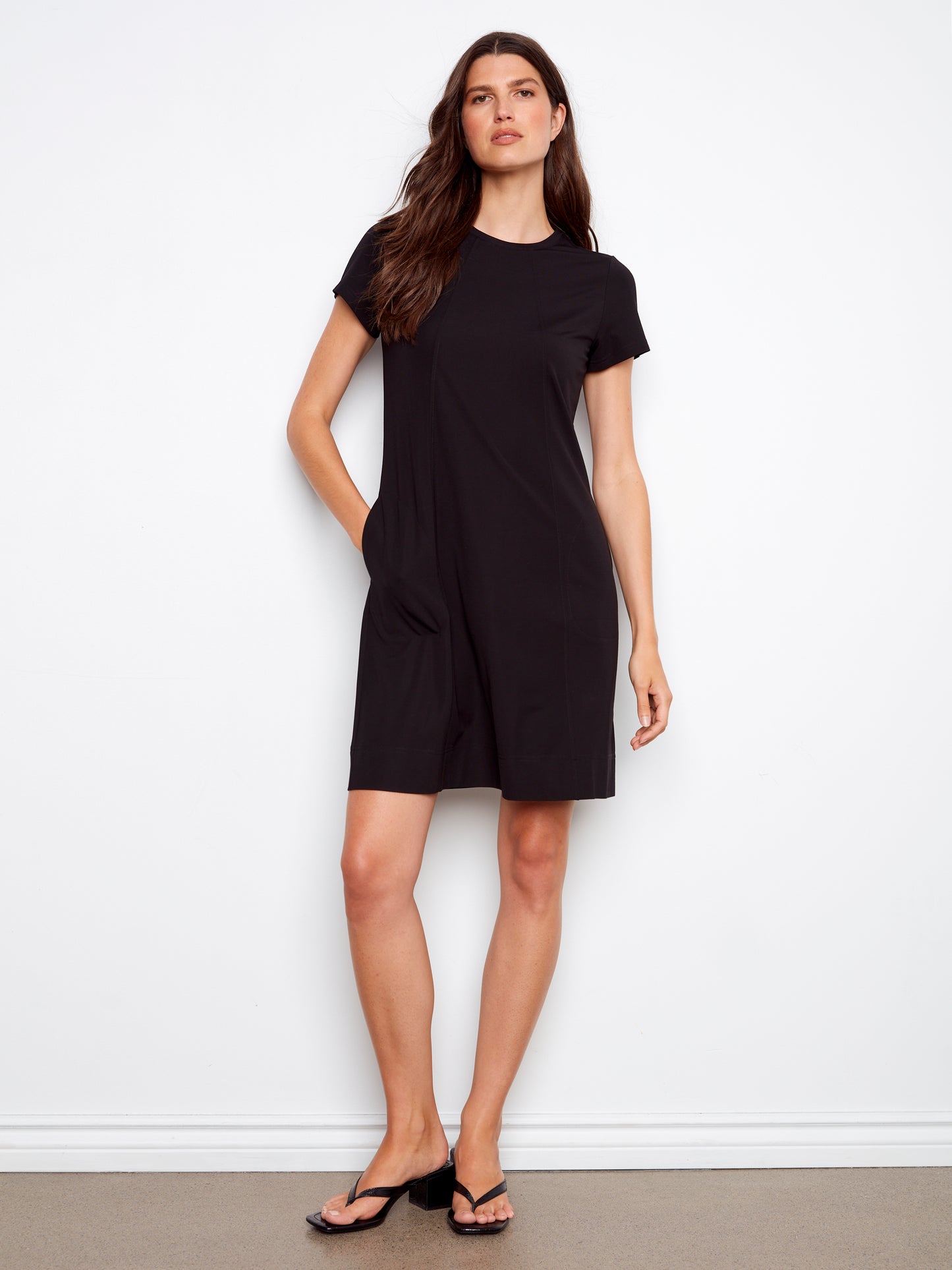 Charlie B Interlock Knit Knee Length Dress Black C3228-515C-001