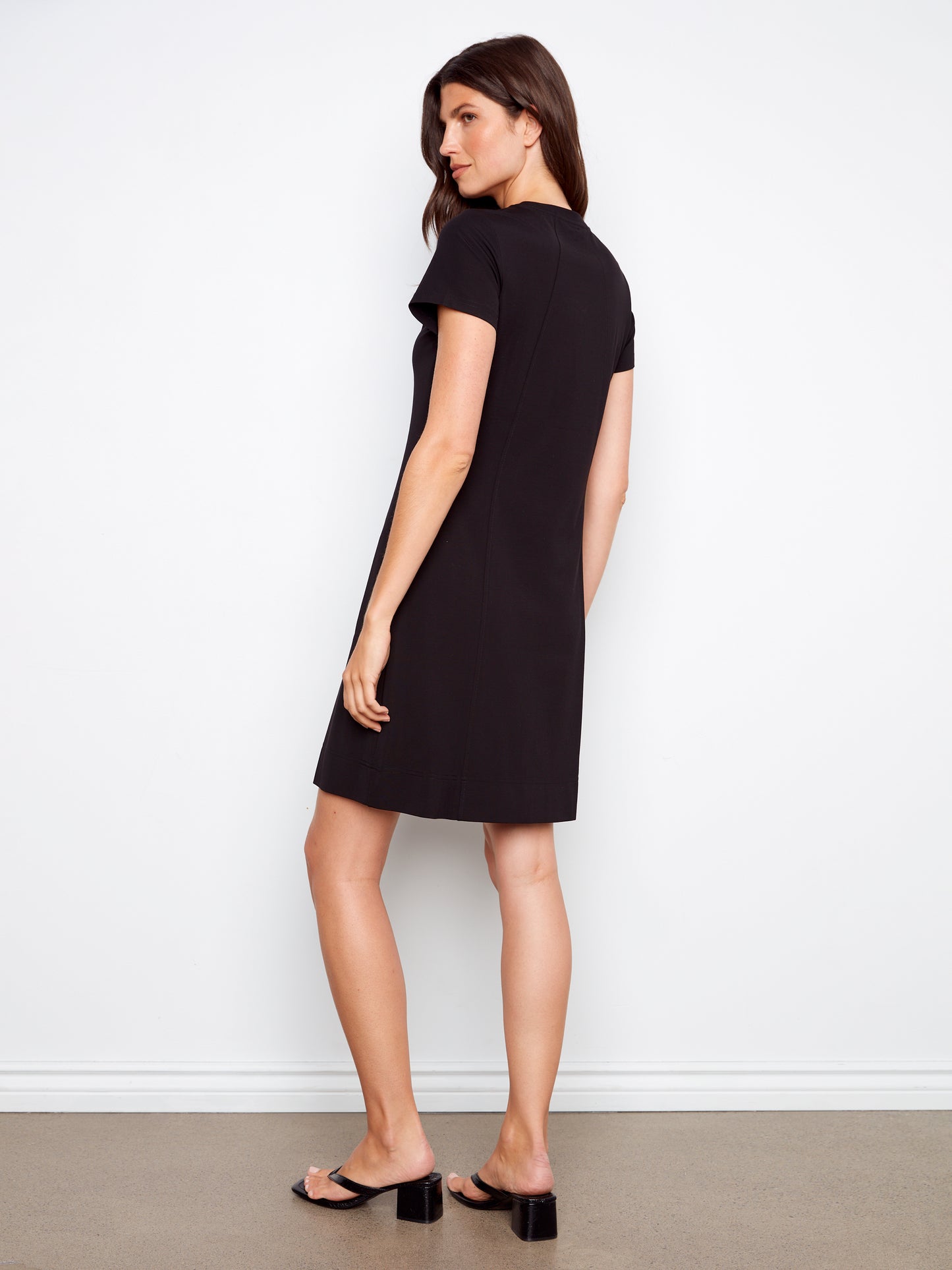 Charlie B Interlock Knit Knee Length Dress Black C3228-515C-001
