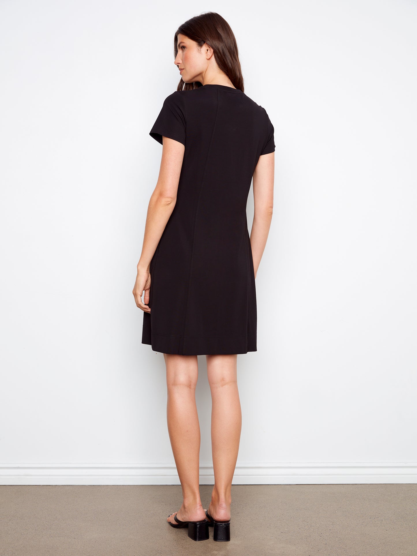 Charlie B Interlock Knit Knee Length Dress Black C3228-515C-001