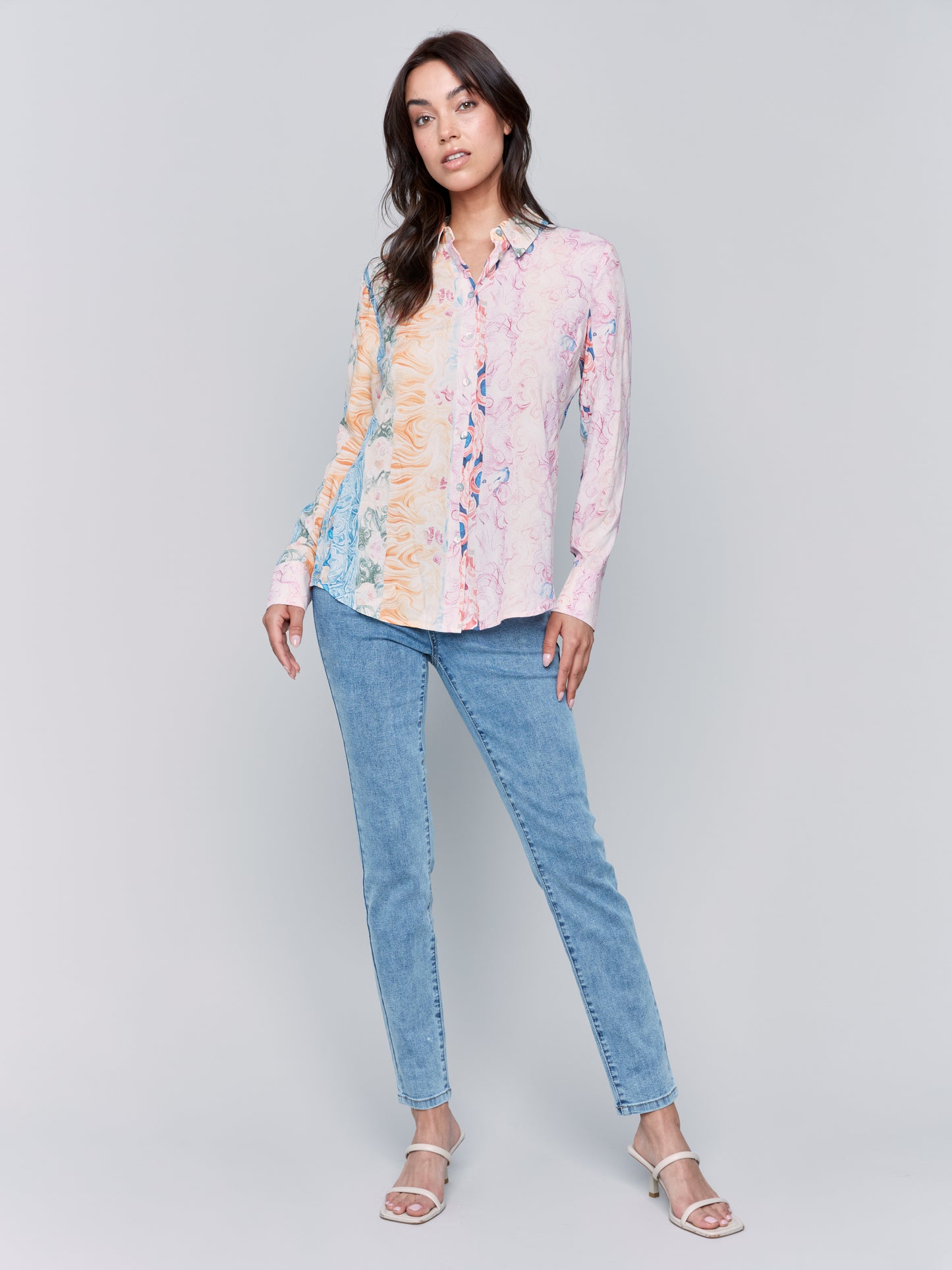 Charlie B Printed L/S Button-Down Blouse Wallpaper C4252RP-634A-P865