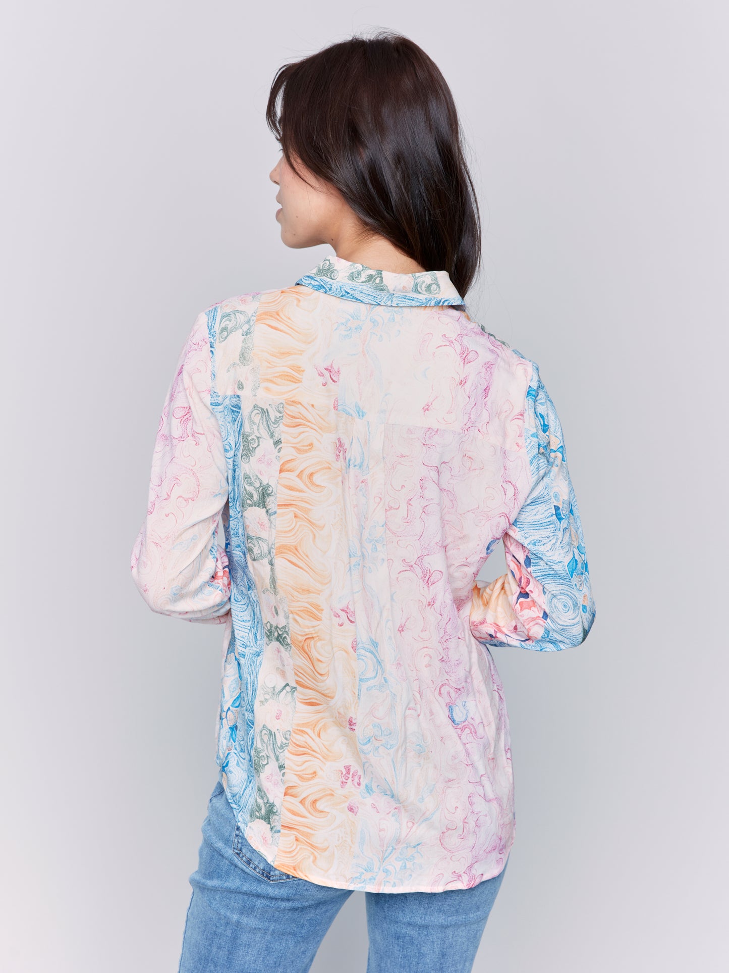 Charlie B Printed L/S Button-Down Blouse Wallpaper C4252RP-634A-P865