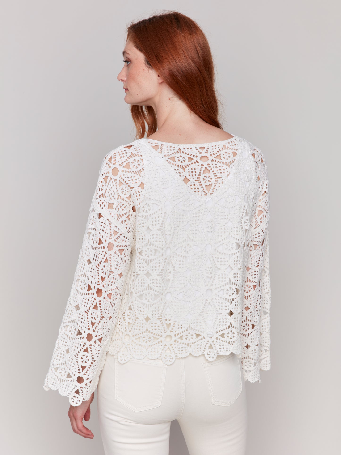 Charlie B Cotton Blend Crochet Top Natural C4499-287C-100