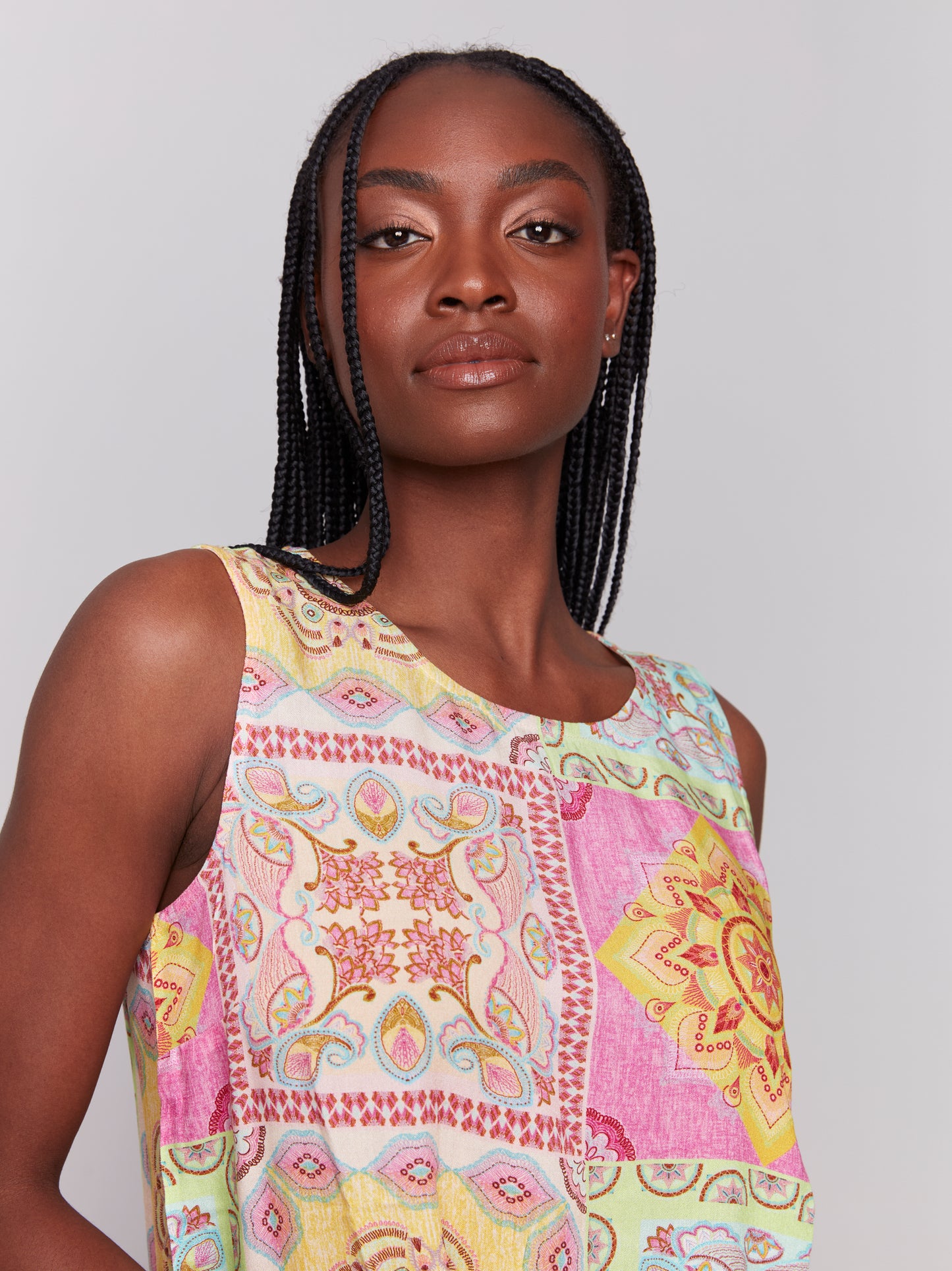 Charlie B Printed Sleeveless Top Carousel C4512RP-808B-P857