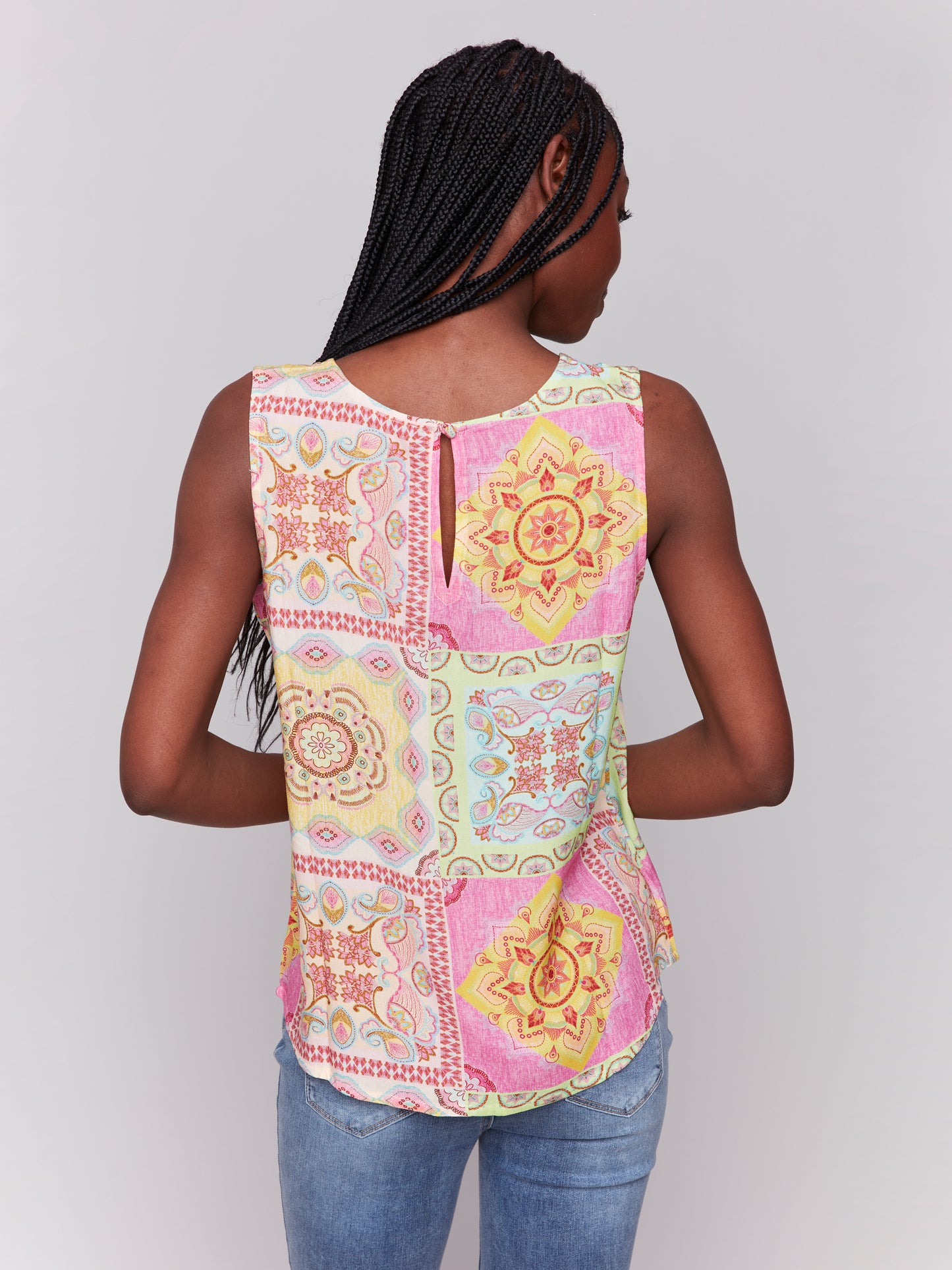 Charlie B Printed Sleeveless Top Carousel C4512RP-808B-P857