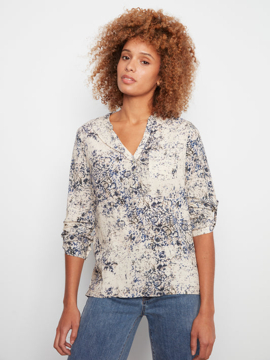 Charlie B Printed Roll Up Sleeve Blouse Seraphine C4713-634A-P341