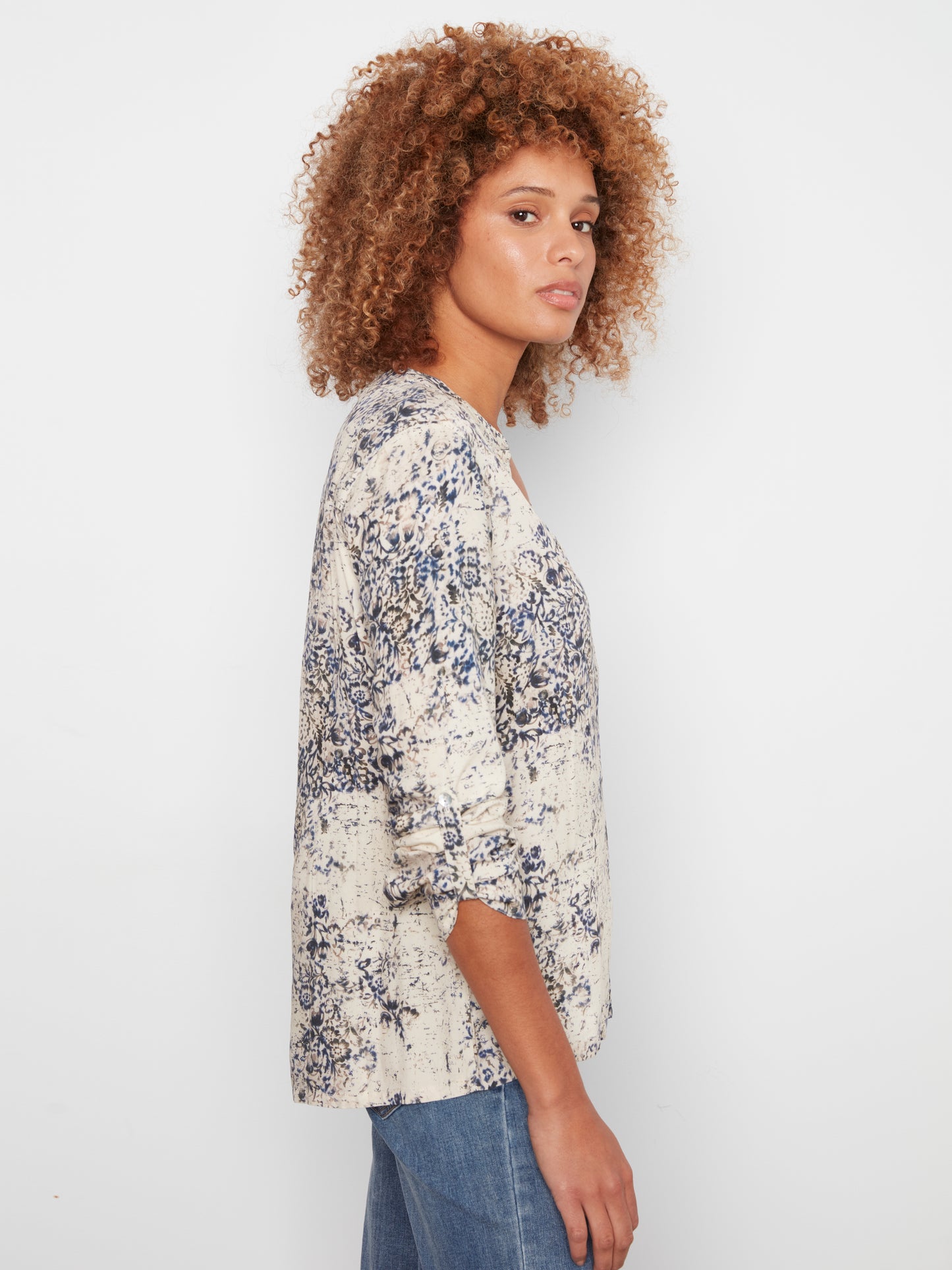 Charlie B Printed Roll Up Sleeve Blouse Seraphine C4713-634A-P341