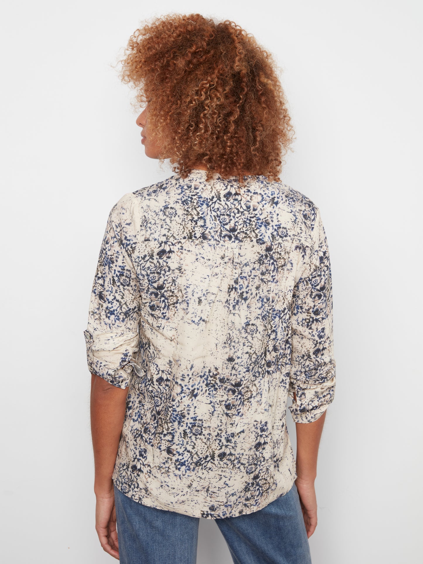 Charlie B Printed Roll Up Sleeve Blouse Seraphine C4713-634A-P341