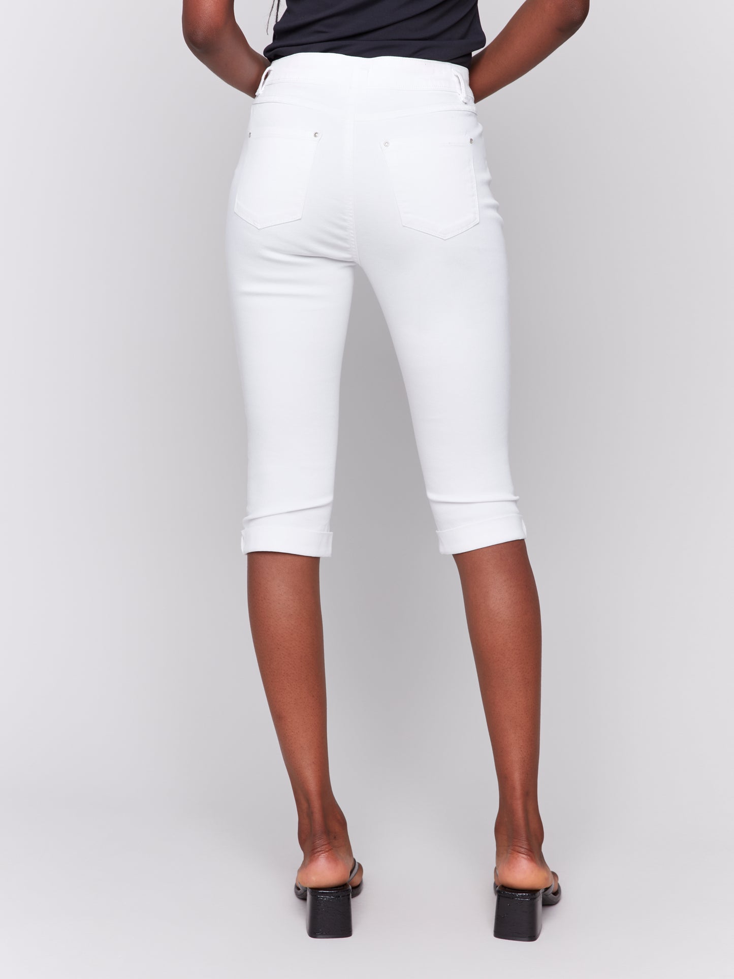 Charlie B Stretch Twill Pedal Pusher Pants White C5208W-618A-002