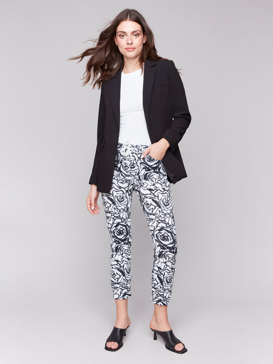 Charlie B Printed Crinkle Jogger Pants Black/Cream C5219T-849A-P157