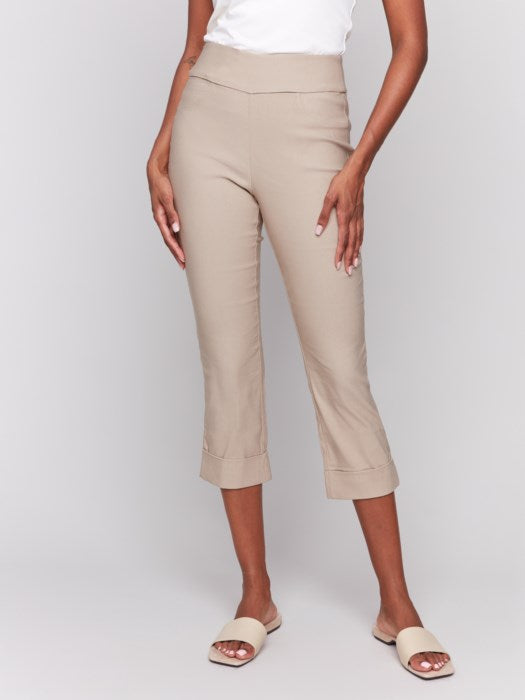 Charlie B Stretch Pull On Capri Pants Greige C5259T-560A-300