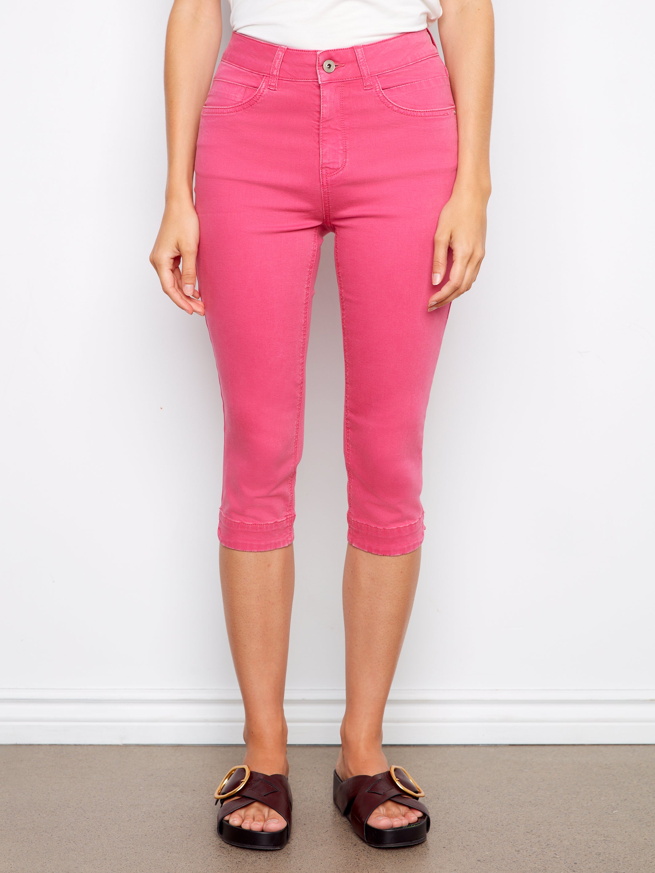Charlie B Coloured Twill Capri Pants Fuchsia C5514RR-618A-377 – A