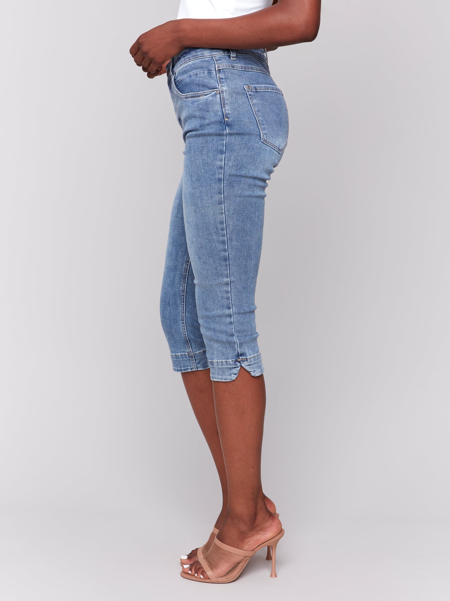 Charlie B Knee High Capri Jeans Medium Blue C5514R-431A-156