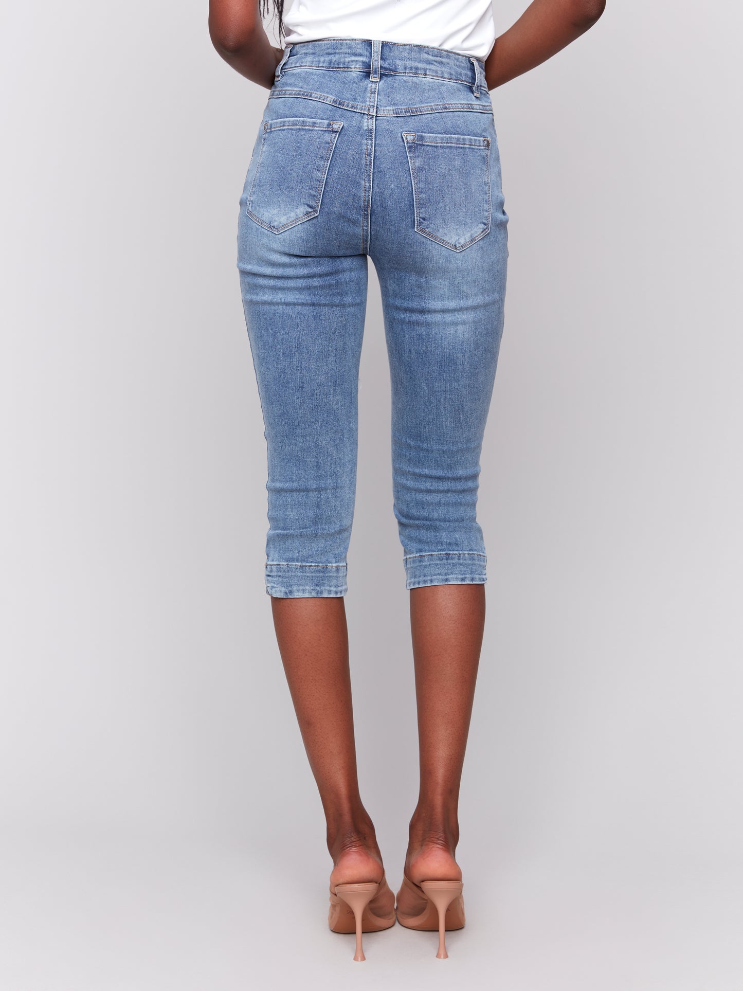 Charlie B Knee High Capri Jeans Medium Blue C5514R-431A-156