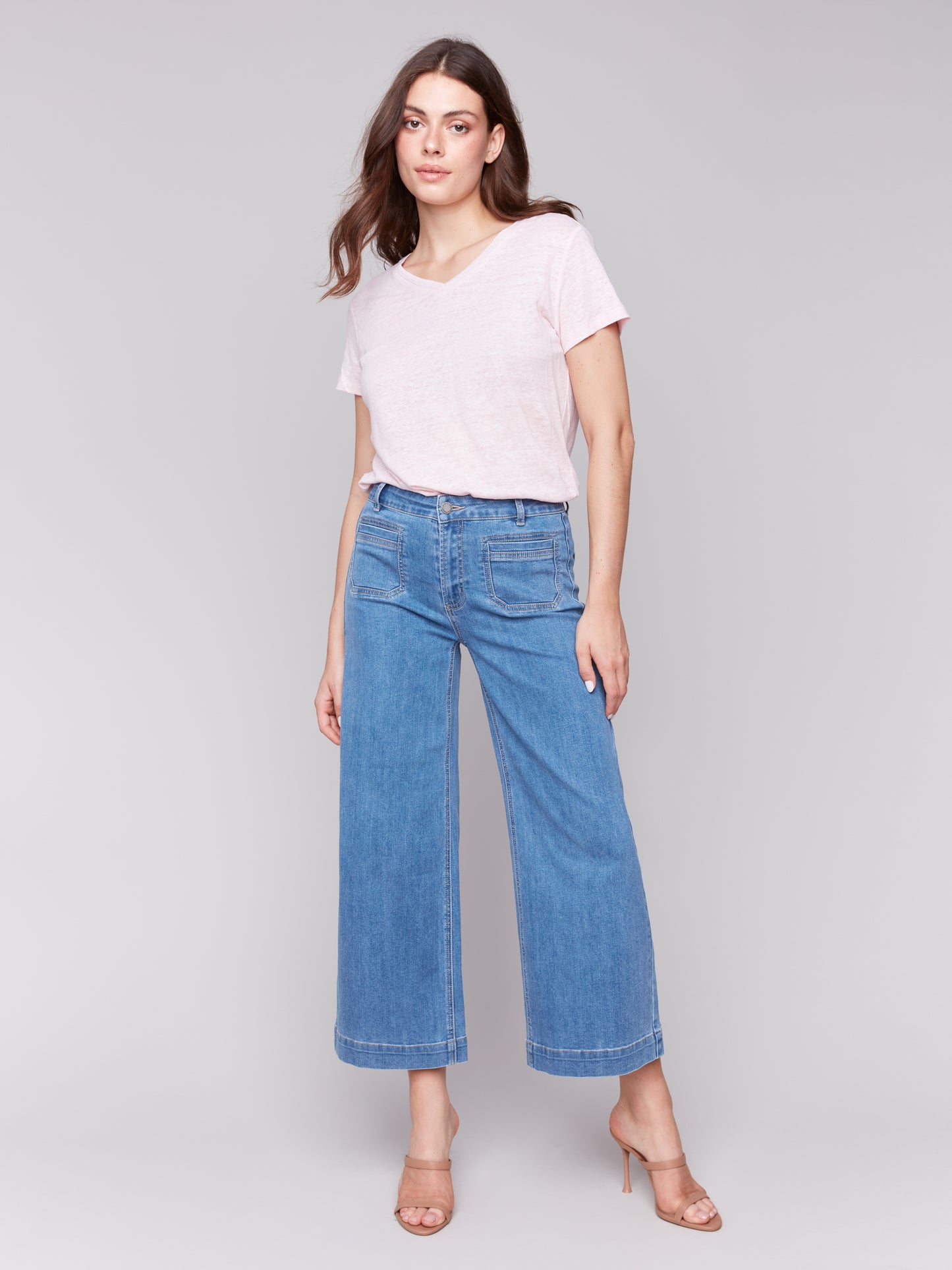 Charlie B Patch Pocket Flare Blue Jeans C5538R-431A-538