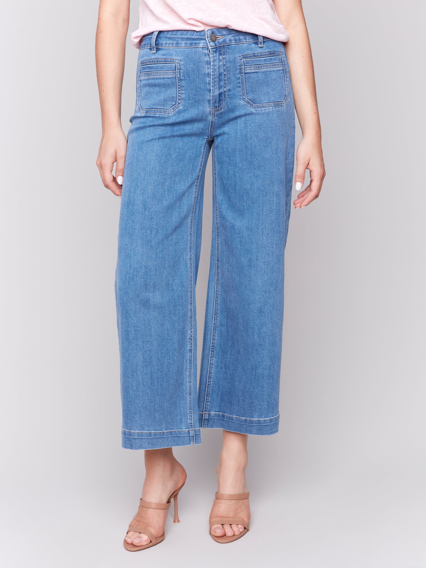 Charlie B Patch Pocket Flare Blue Jeans C5538R-431A-538