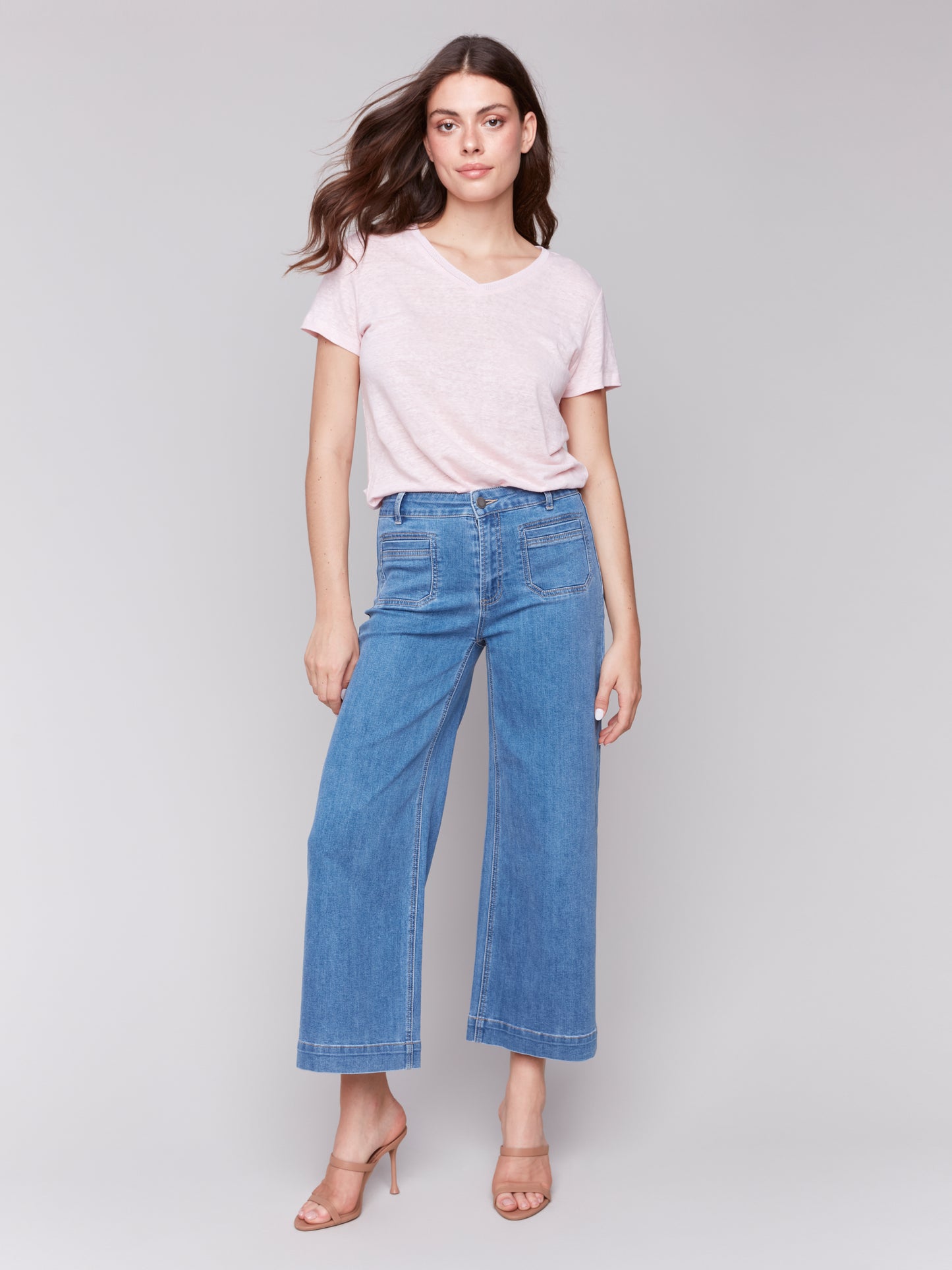 Charlie B Patch Pocket Flare Blue Jeans C5538R-431A-538