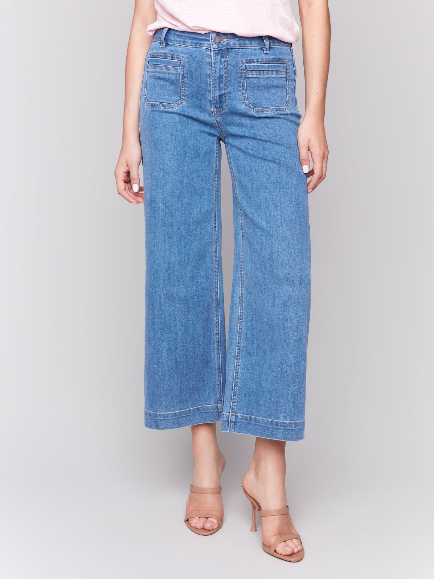 Charlie B Patch Pocket Flare Blue Jeans C5538R-431A-538