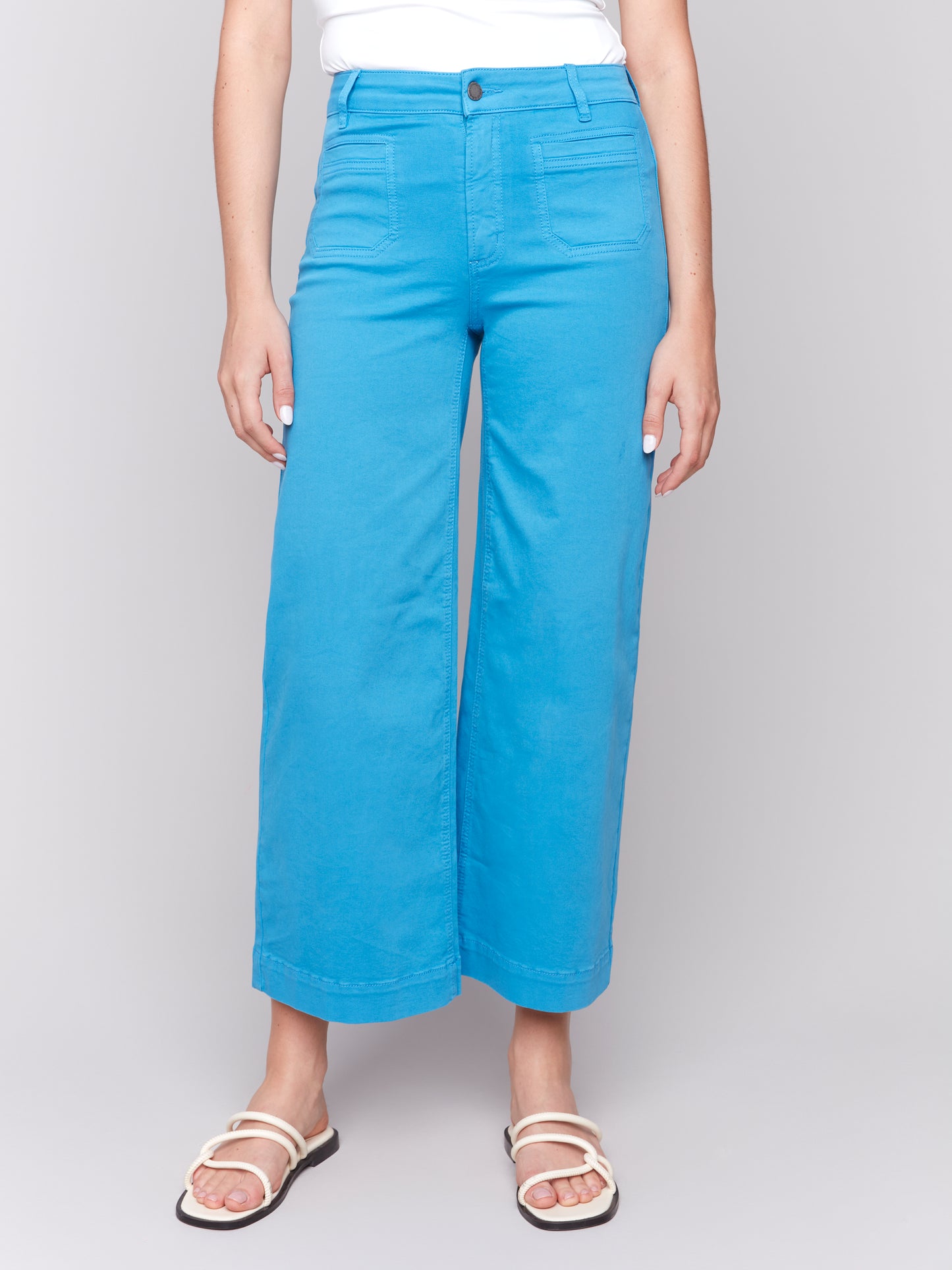 Charlie B Patch Pocket Flare Twill Pants Lagoon C5538R-618A-057