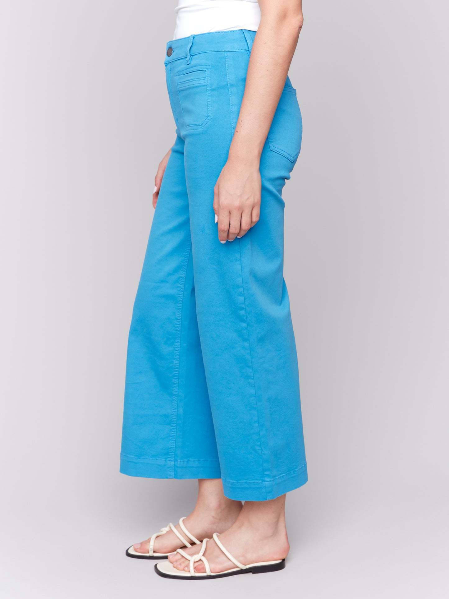 Charlie B Patch Pocket Flare Twill Pants Lagoon C5538R-618A-057