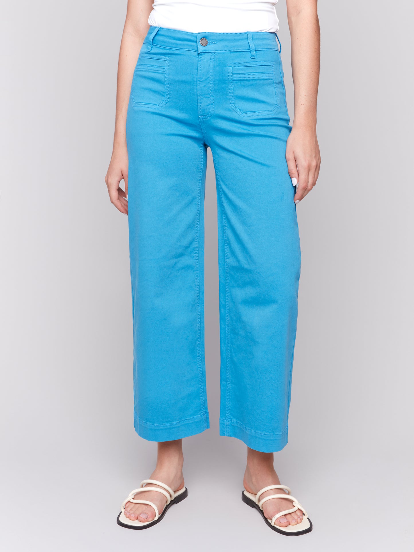 Charlie B Patch Pocket Flare Twill Pants Lagoon C5538R-618A-057