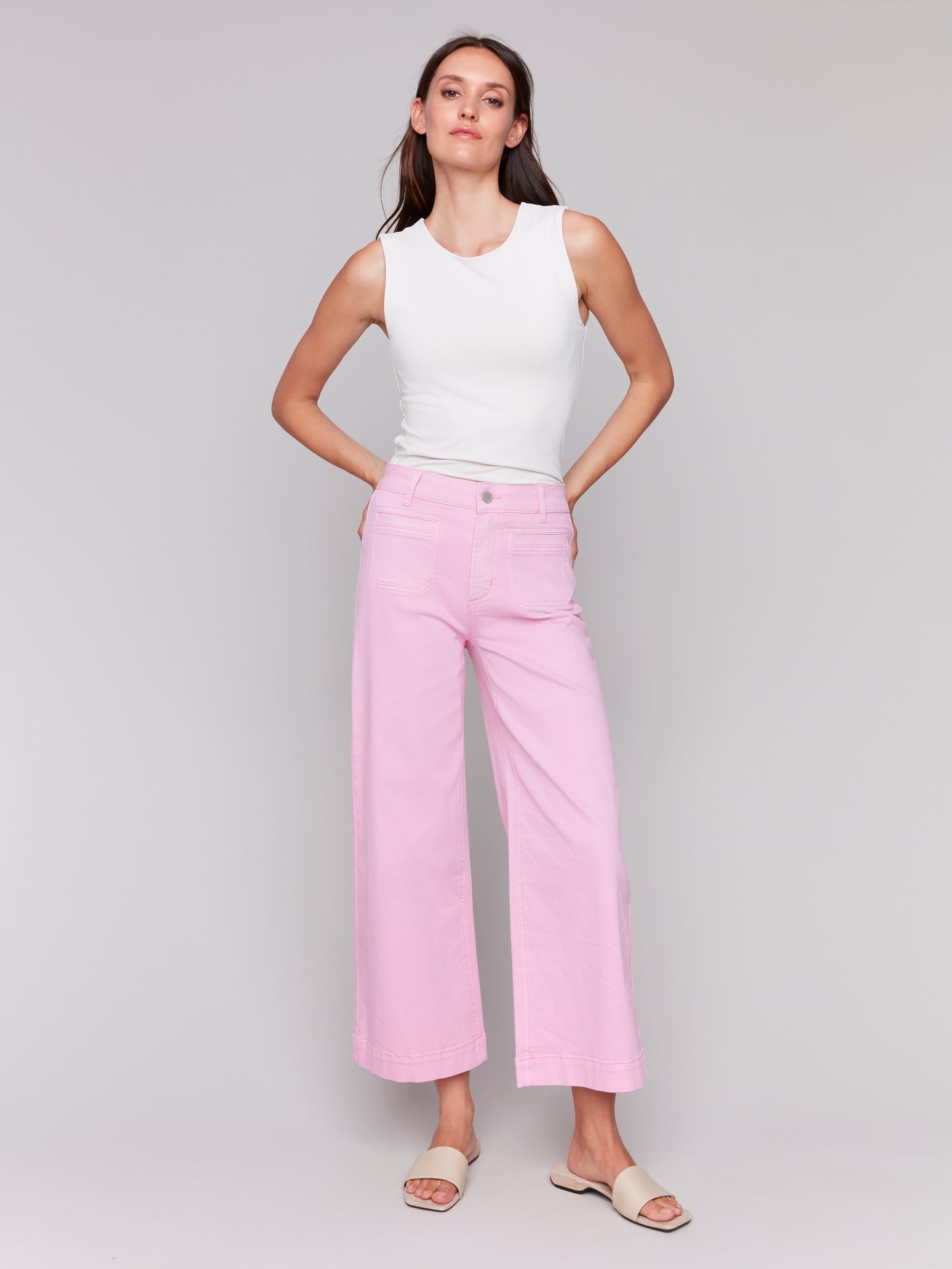 Charlie B Patch Pocket Flare Twill Pants Begonia C5538R-618A-694