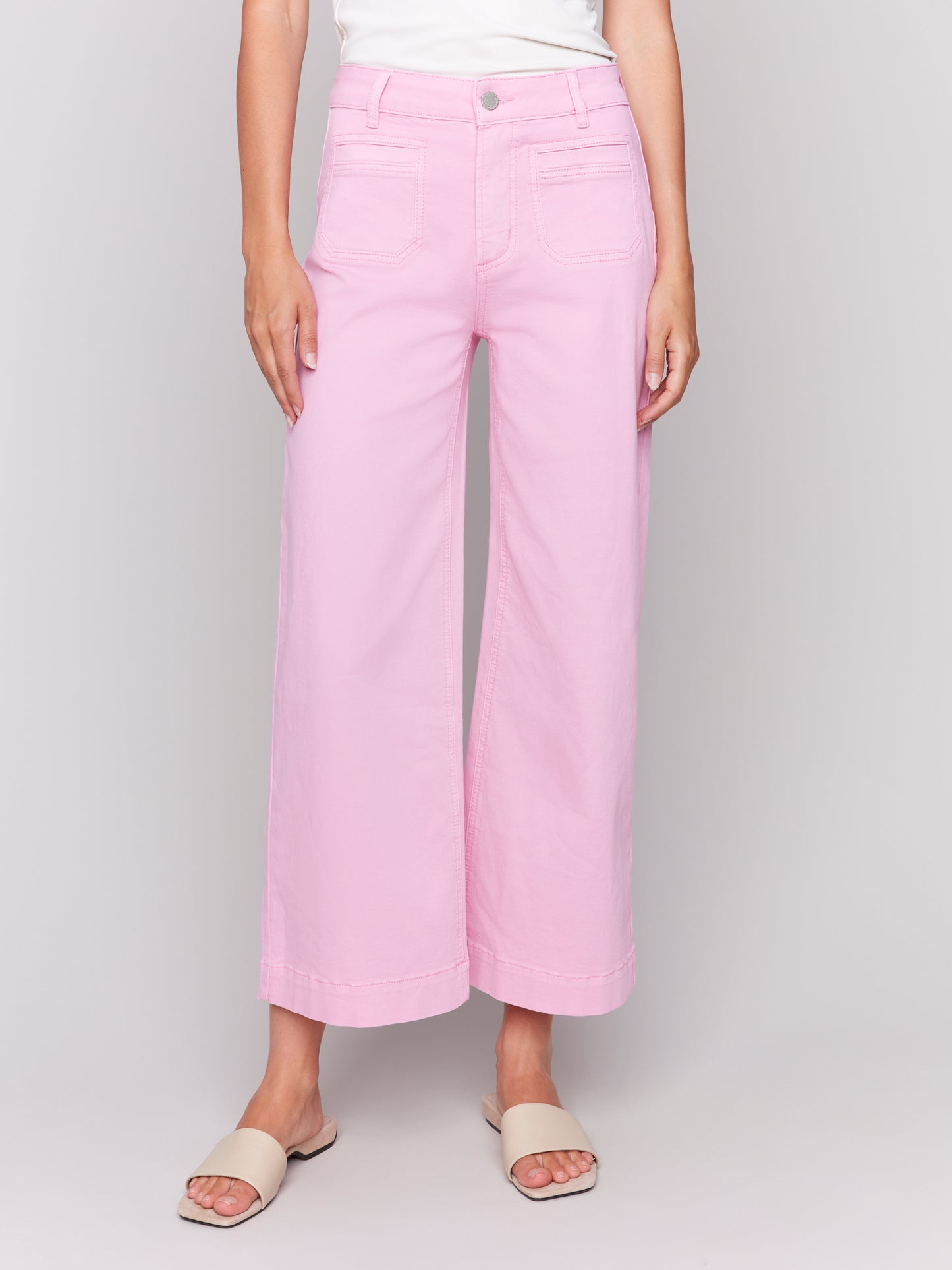 Charlie B Patch Pocket Flare Twill Pants Begonia C5538R-618A-694