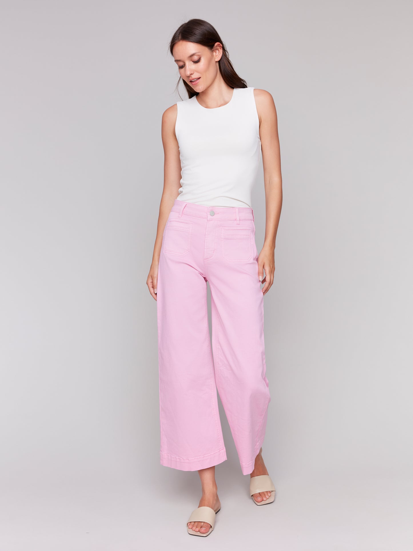 Charlie B Patch Pocket Flare Twill Pants Begonia C5538R-618A-694
