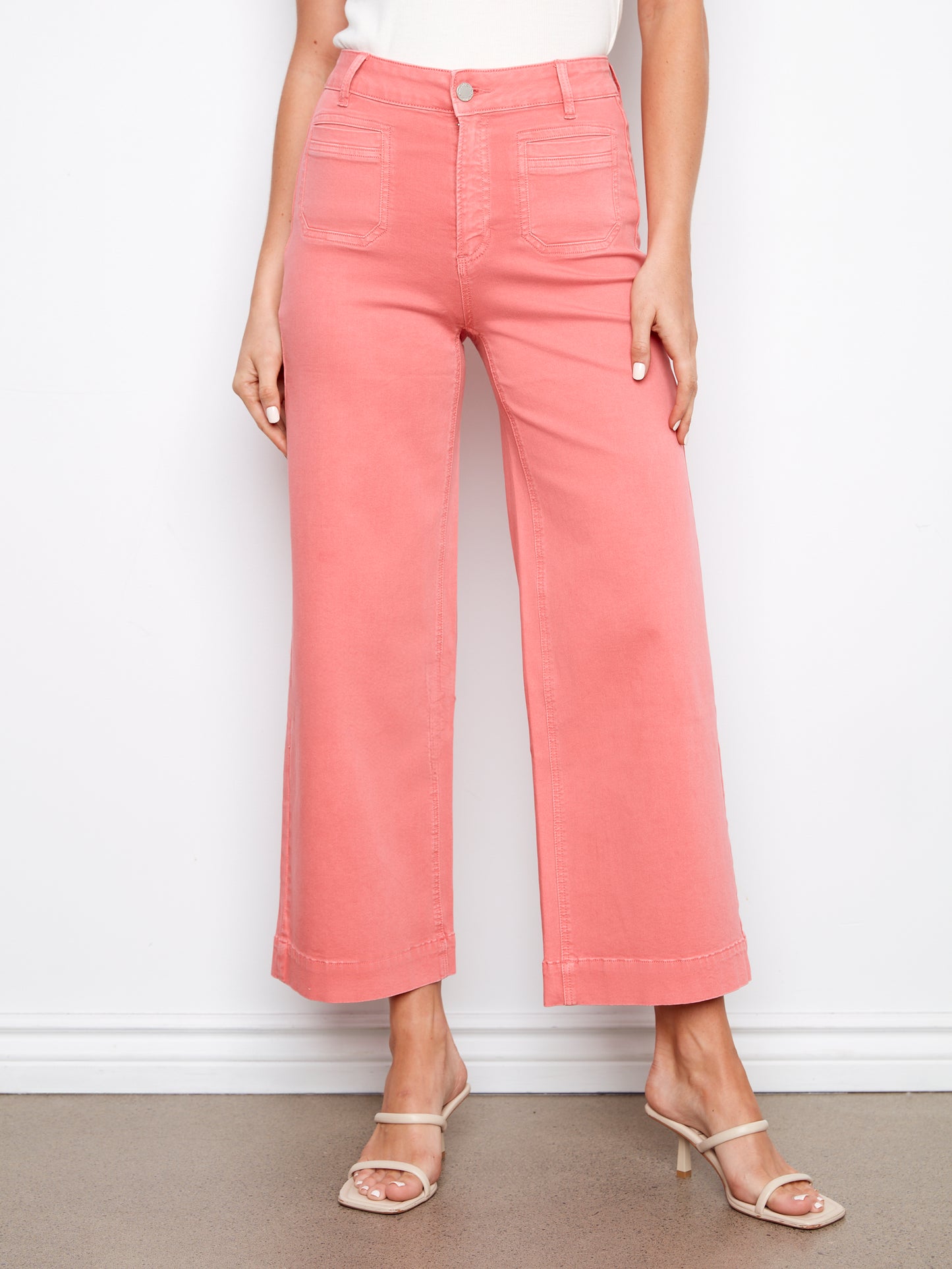 Charlie B Coloured Twill Cropped Flare Leg Patch Pocket Pant Sorbet C5538X-618A-298