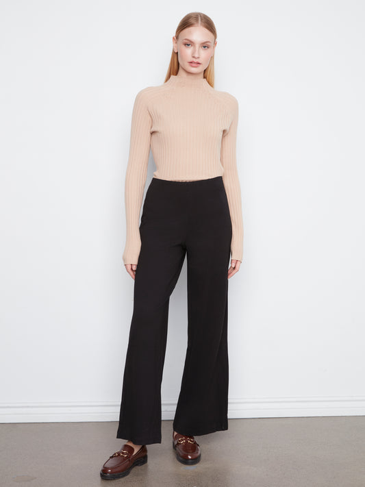 Charlie B Pull-On Ponte Wide Leg Pants Black C5540RR-633B-001