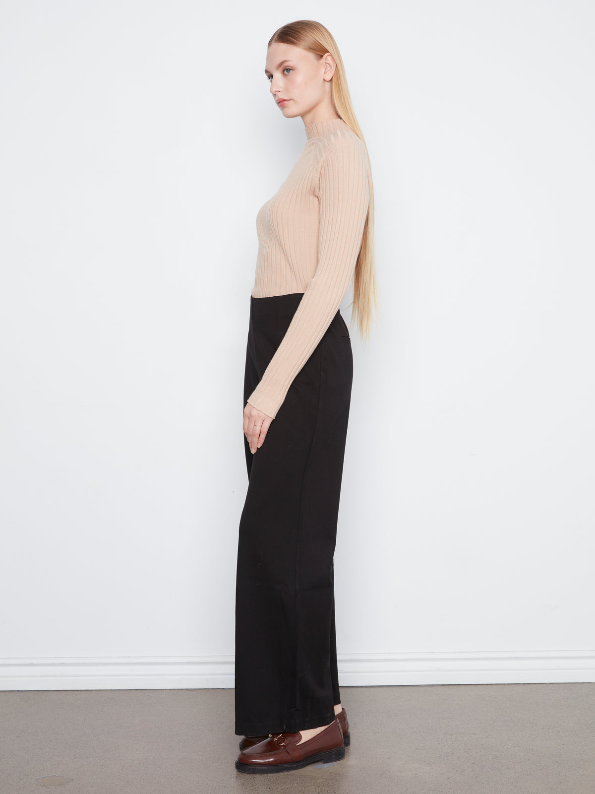 Charlie B Pull-On Ponte Wide Leg Pants Black C5540RR-633B-001