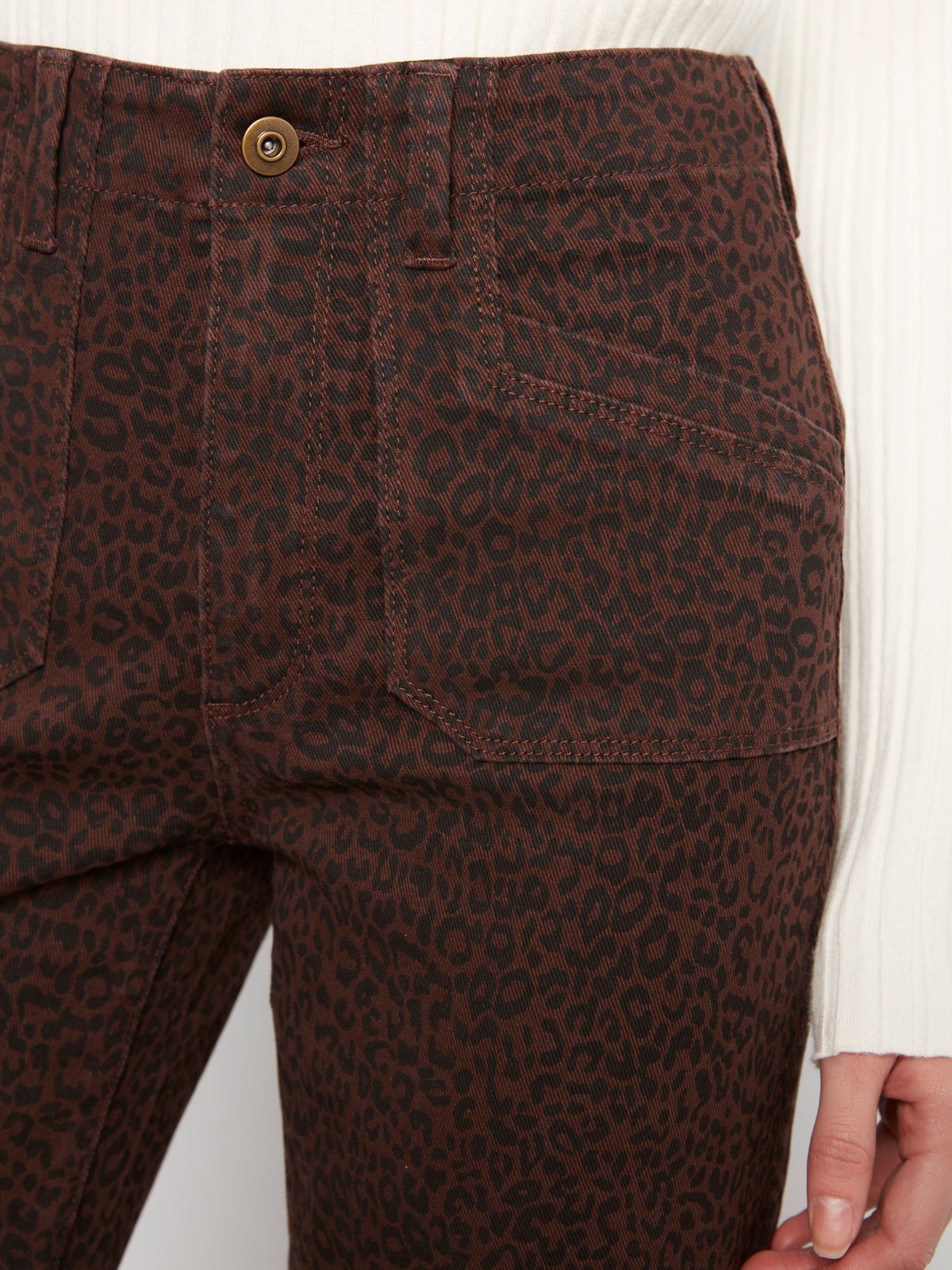 Charlie B Printed Cropped Wide Leg Stretch Twill Pants Leopard C5660RP-671C-P916