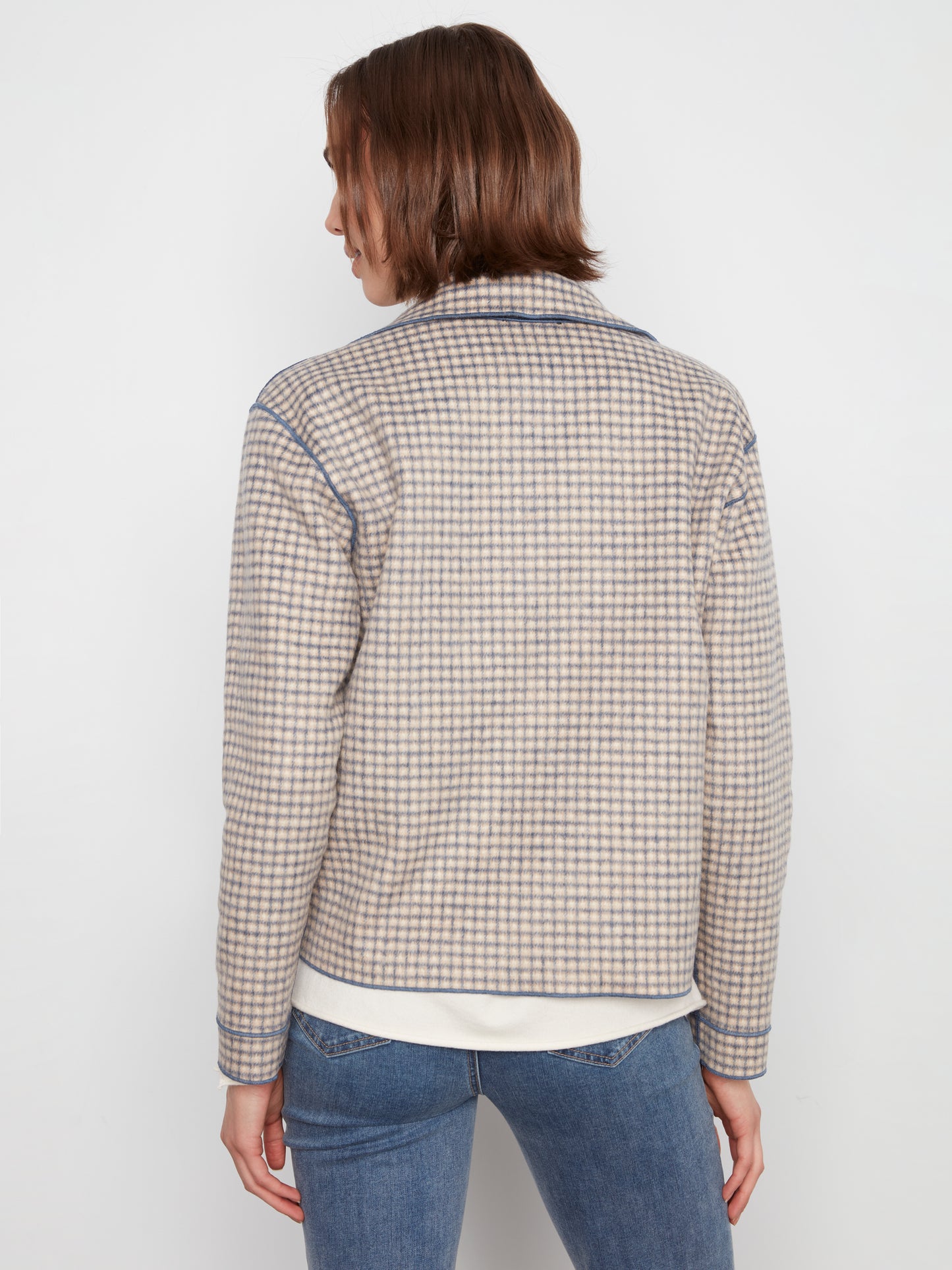 Charlie B Reversible Plaid Jacket Ecru C6185YR-134B-P276