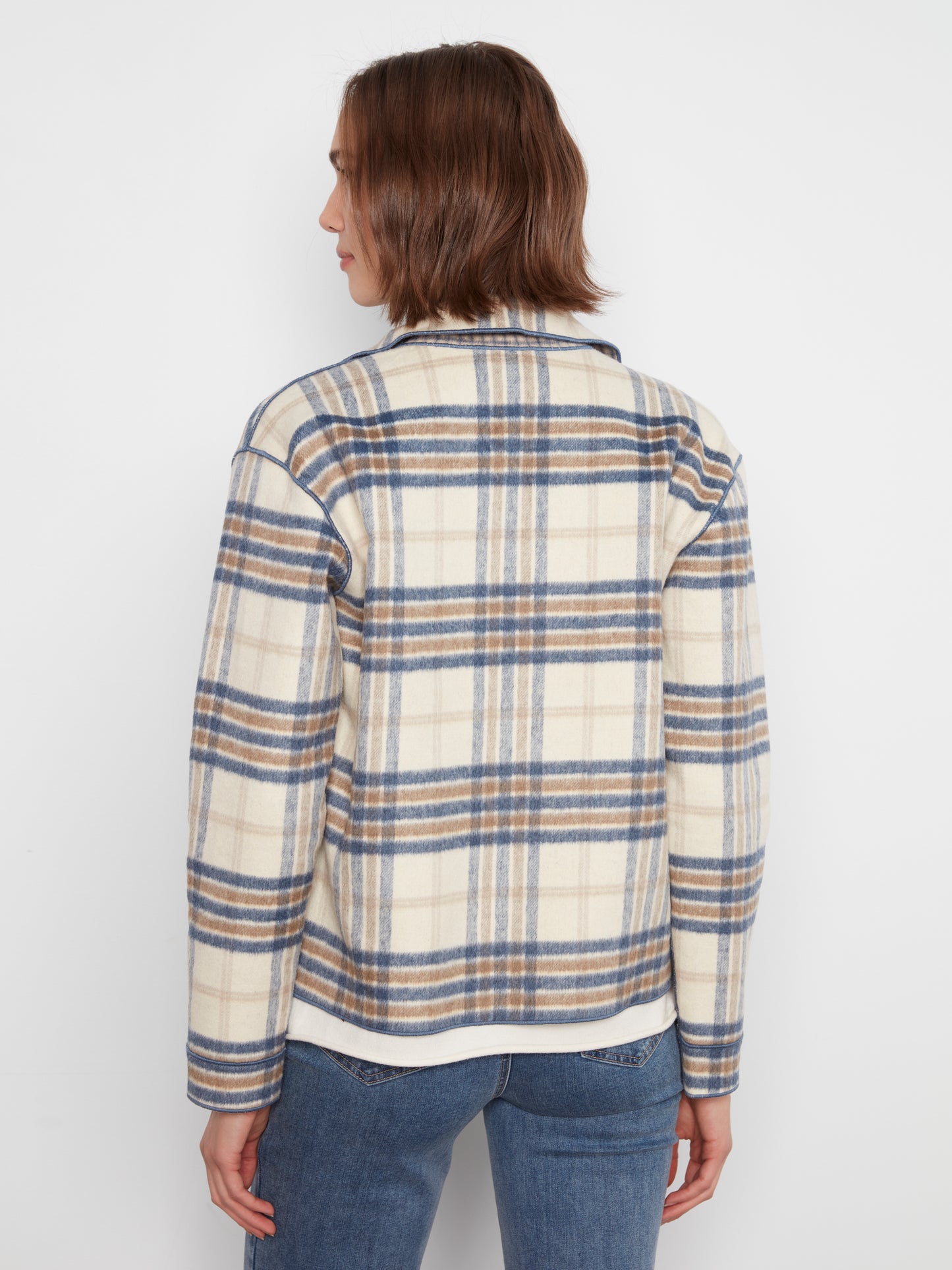 Charlie B Reversible Plaid Jacket Ecru C6185YR-134B-P276