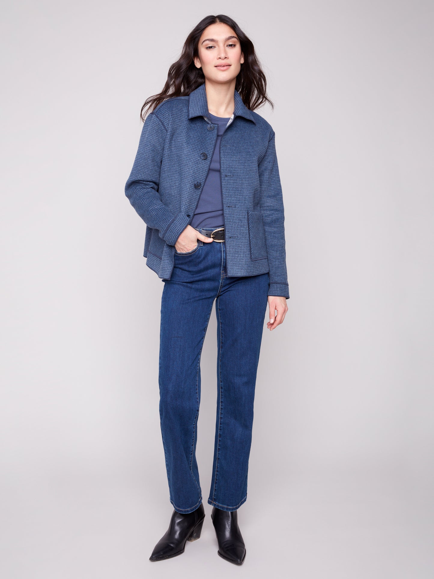 Charlie B Reversible Plaid Jacket Moonlight C6185Y-134B-P907