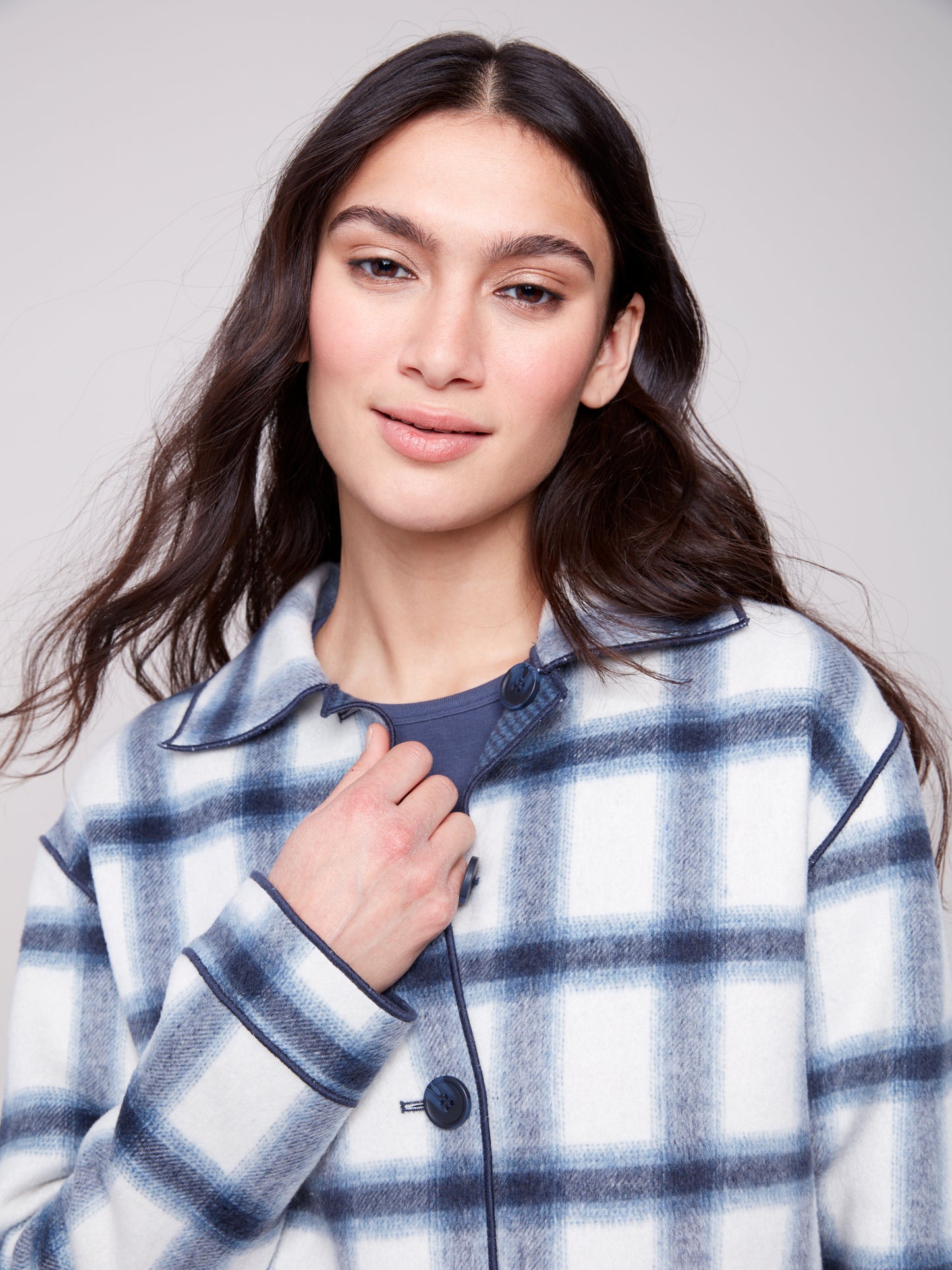 Charlie B Reversible Plaid Jacket Moonlight C6185Y-134B-P907