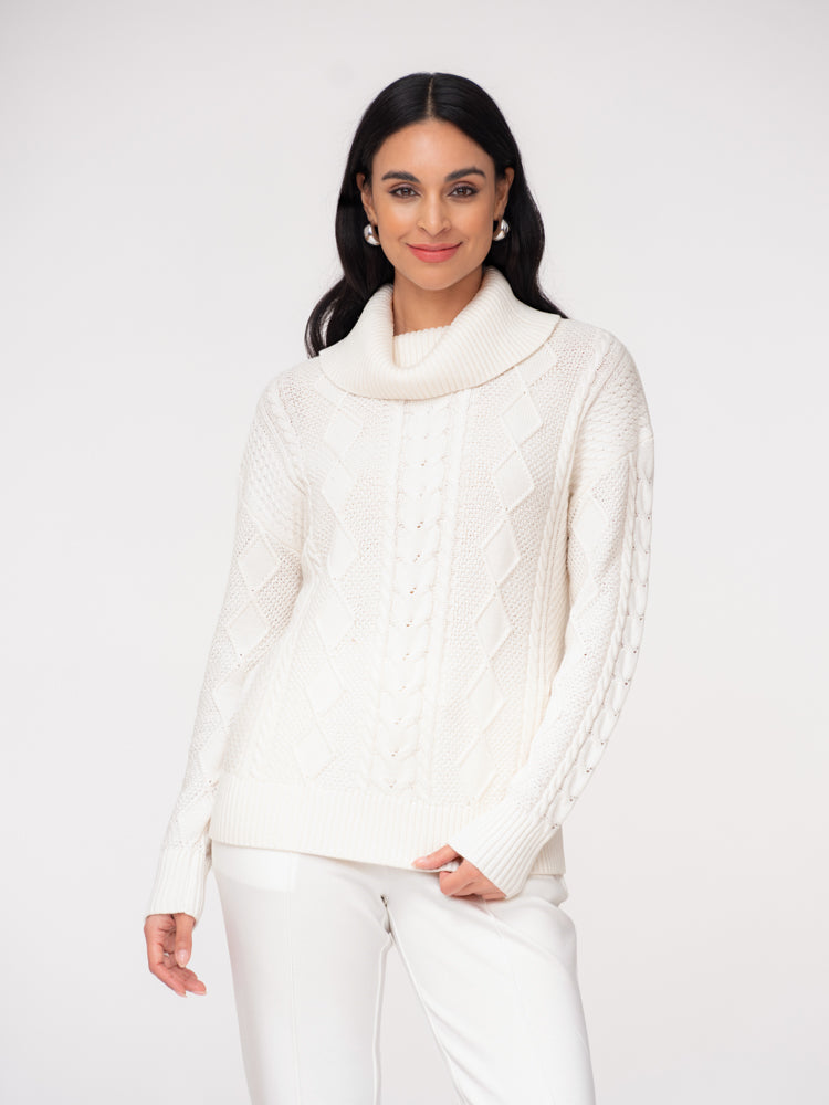 Elena Wang Cowl Neck Sweater Off White EW37038
