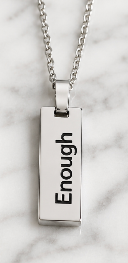 J&J Designs 18" Enough Necklace Silver