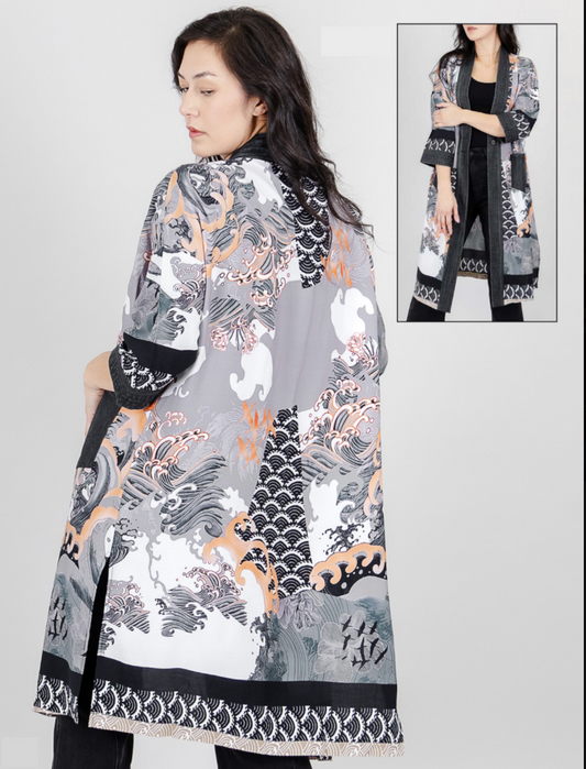 Fashion Concepts Long Cardigan Taupe Multi FC262124