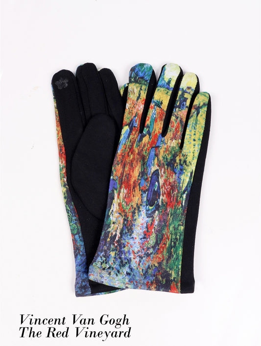 Cherie Bliss Oil Painting Design Touch Screen Gloves Red Vineyard GL127516