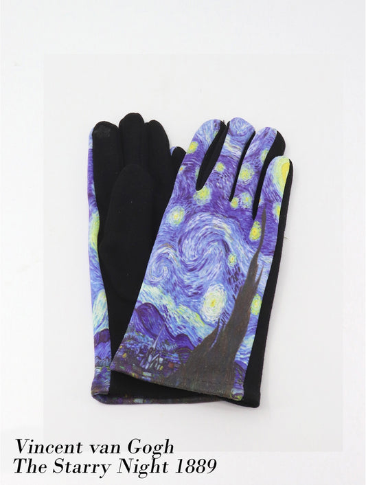 Cherie Bliss The Starry Night Oil Painting Design Touch Screen Gloves GL127518SK