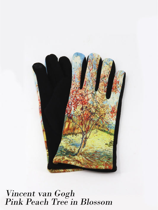 Cherie Bliss Oil Painting Design Touch Screen Gloves Pink Peach Tree In Blossom GL127521