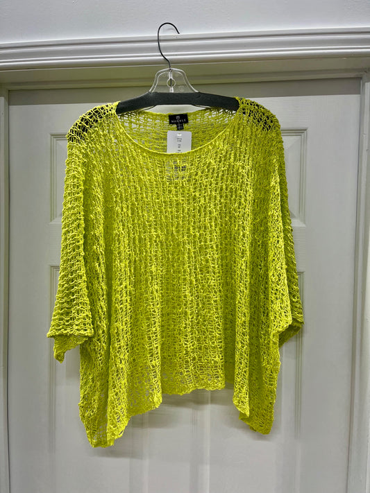 Marble Oversized Loose Knit Sweater w/ Elbow Length Sleeves Lime 5186-227