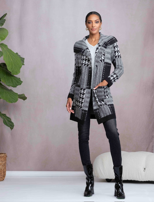 Alison Sheri Long Patchwork Cardigan Grey A46168