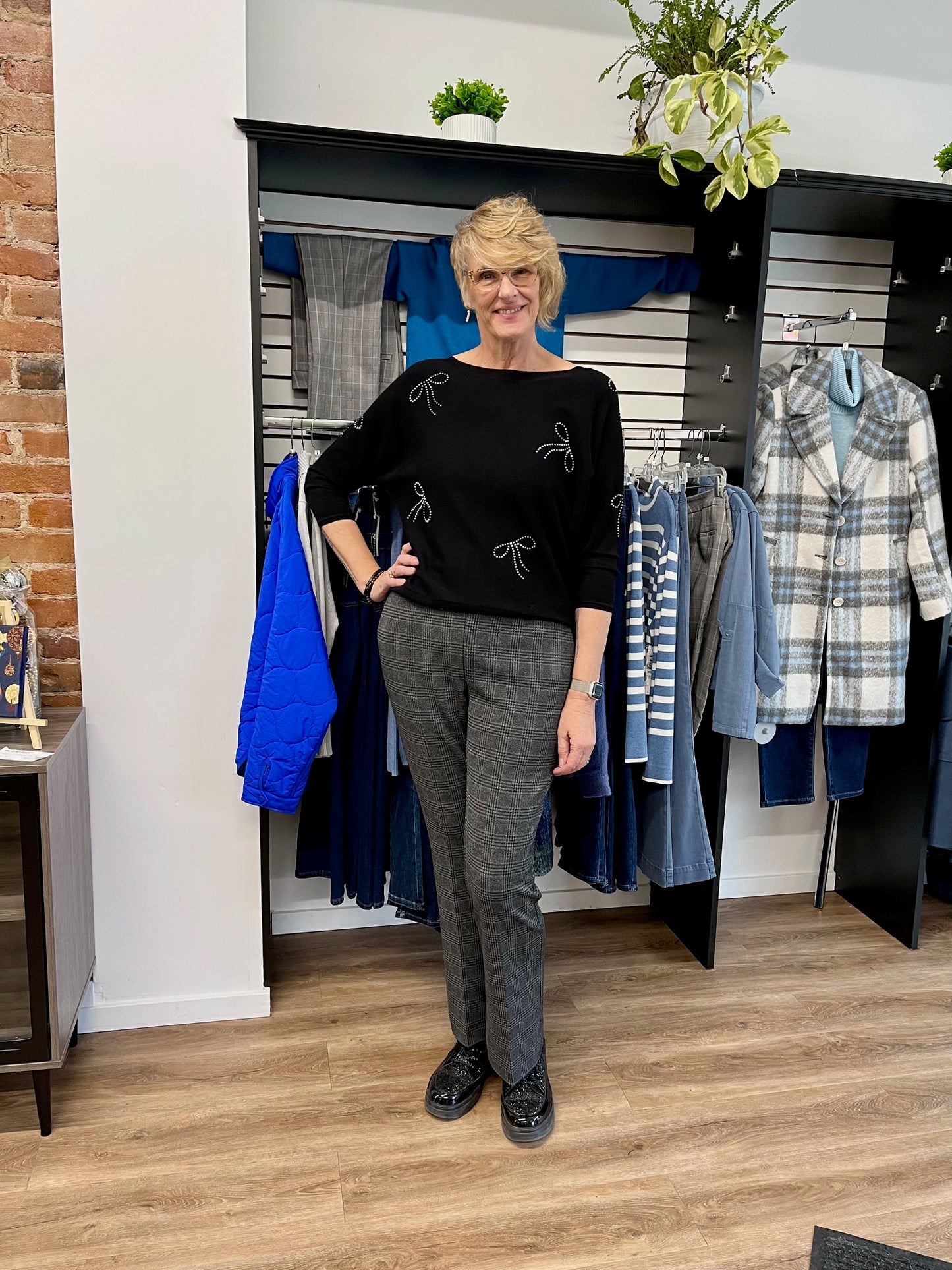 Lisette L Waverley Plaid 31" Mini Flair Pant Charcoal 1360-997