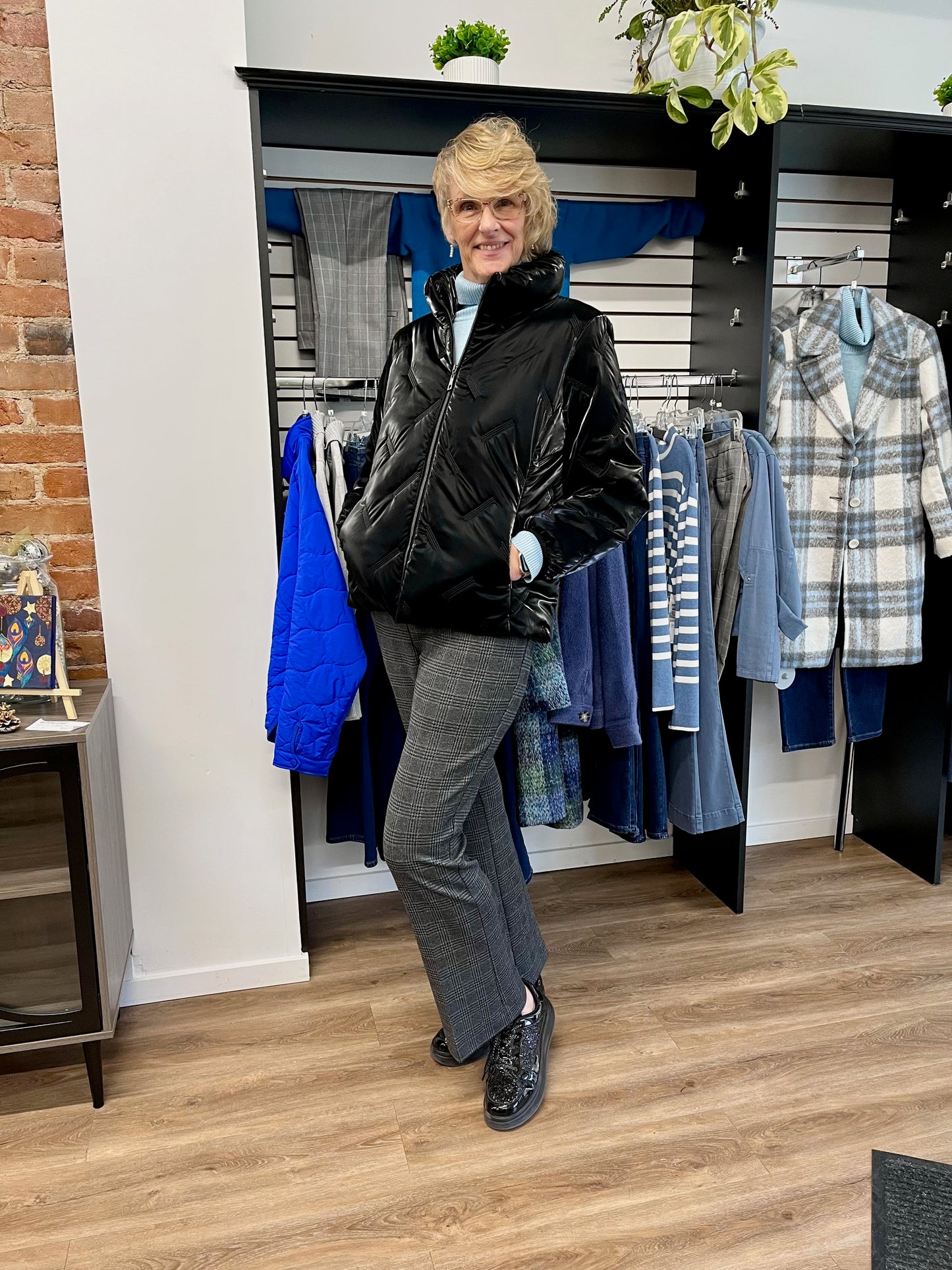 Lisette L Waverley Plaid 31" Mini Flair Pant Charcoal 1360-997