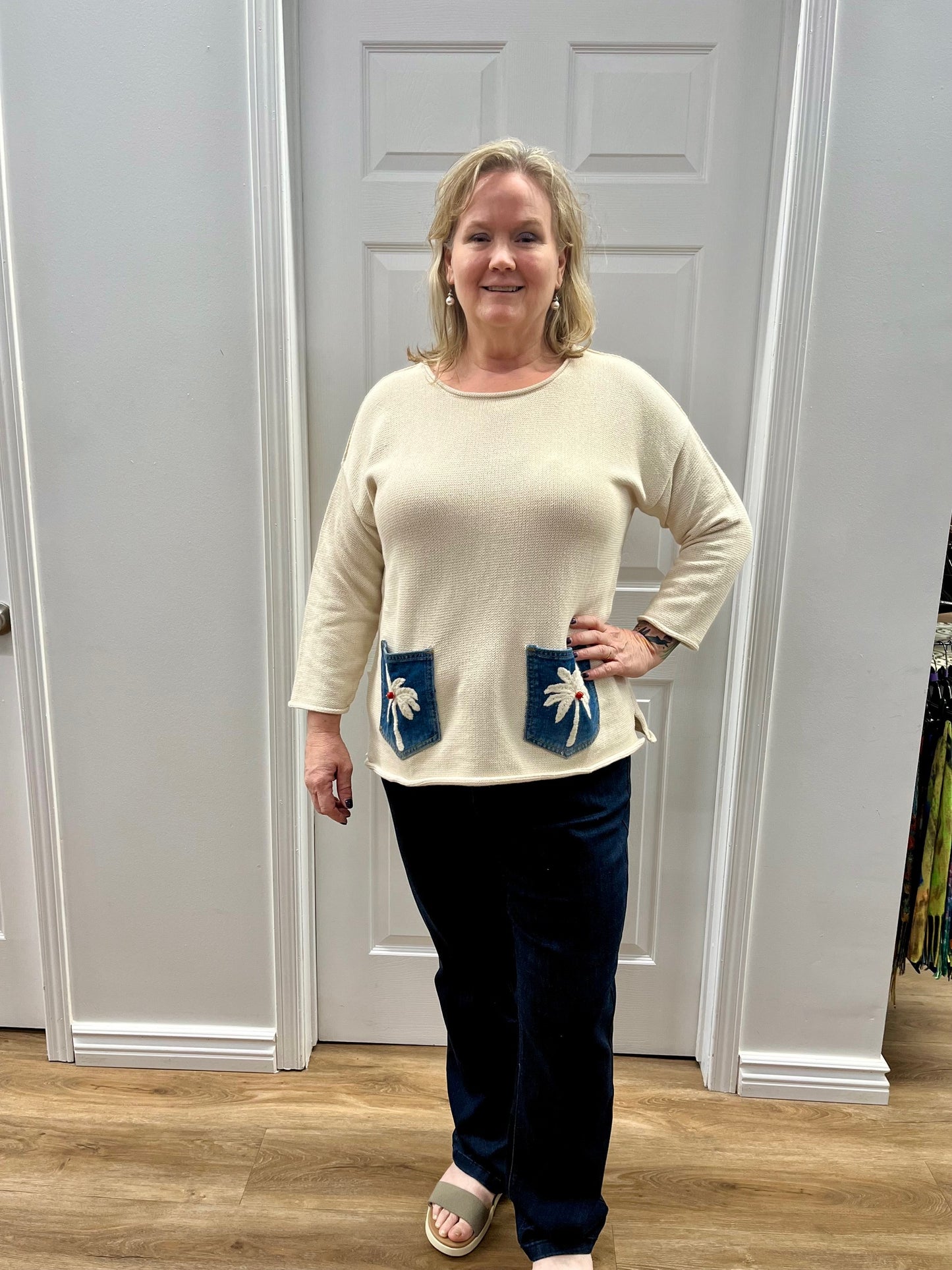 Shannon Passero Frannie Palms Pullover Cream 5733