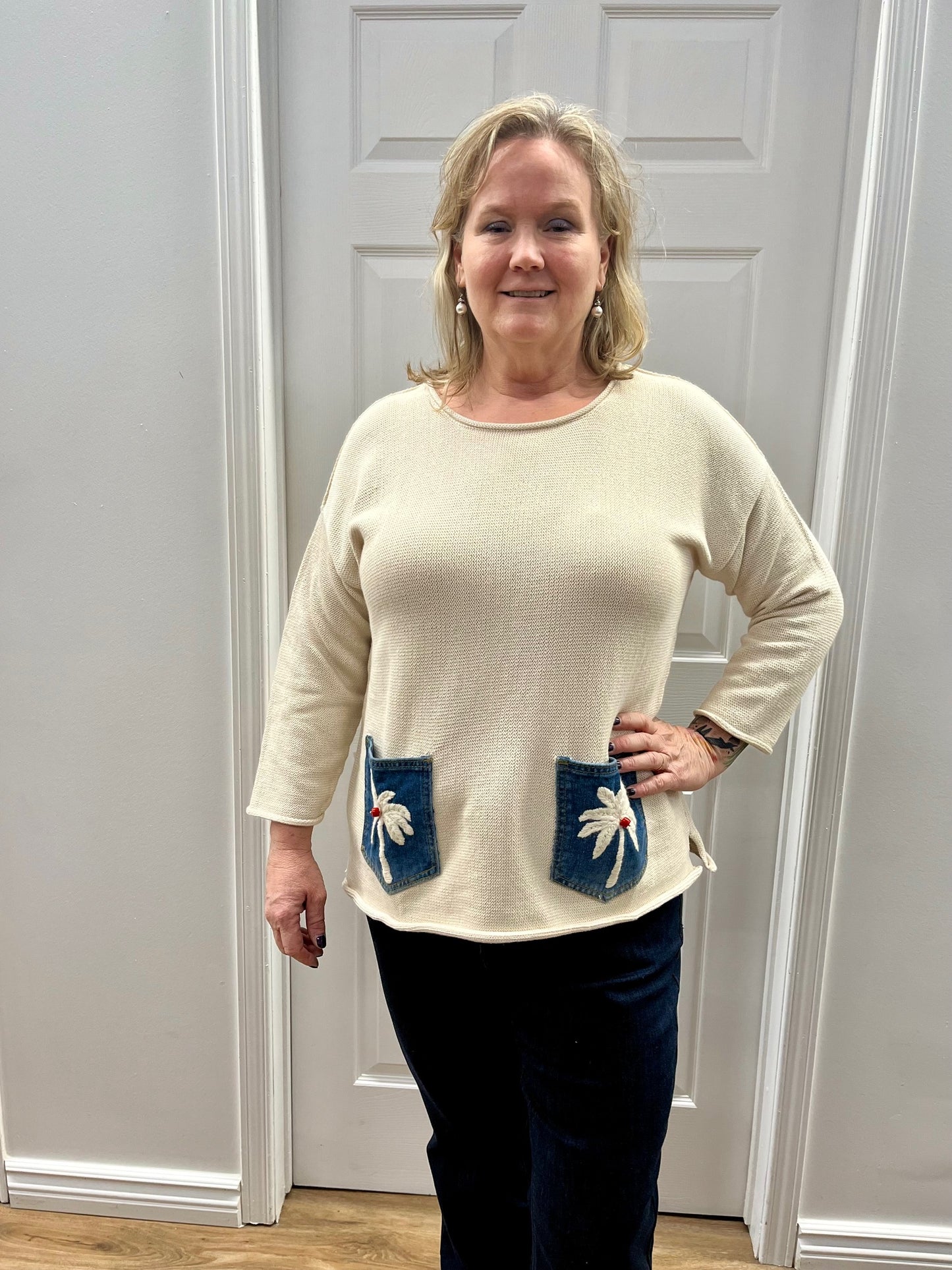 Shannon Passero Frannie Palms Pullover Cream 5733